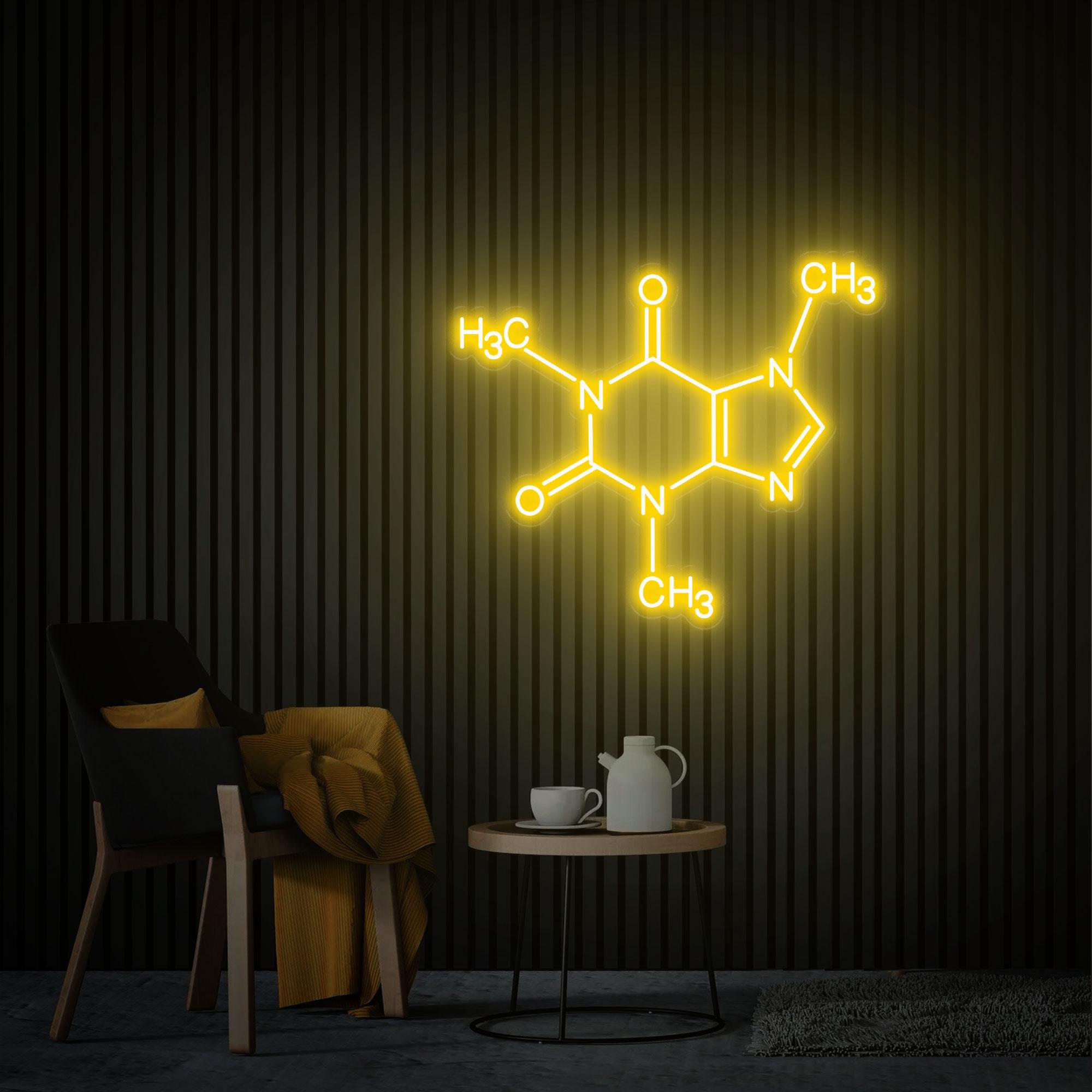 Caffeine Molecule Neon Sign, Caffeine Wall Art, Caffeine Wall Decor, Molecule Neon Light Custom Logo Sign, Coffee Neon Sign Home Cafe Decor