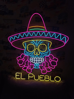 Colorful Sombrero Sugar Skull Neon Sign, Mexican Sugar Skull Neon Sign,Dia De Los Muertos Neon Sign