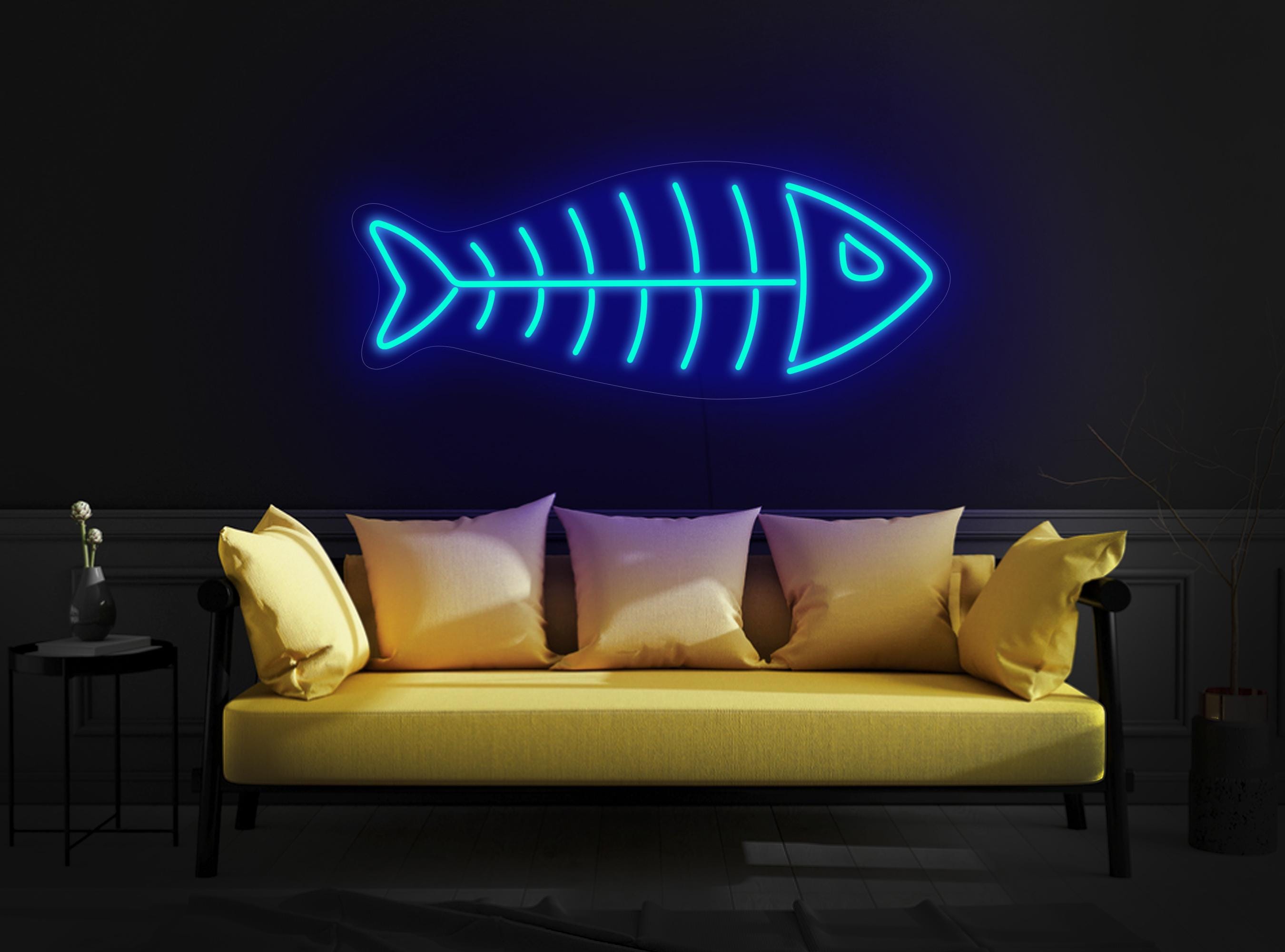 Fish Neon Sign, Fishbone Neon Sign, Skeleton Fish Neon Sign, Fish Led Sign, Fish Food Sign, Neon Sign Wall Decor, Fish Bone Wall Art Decor