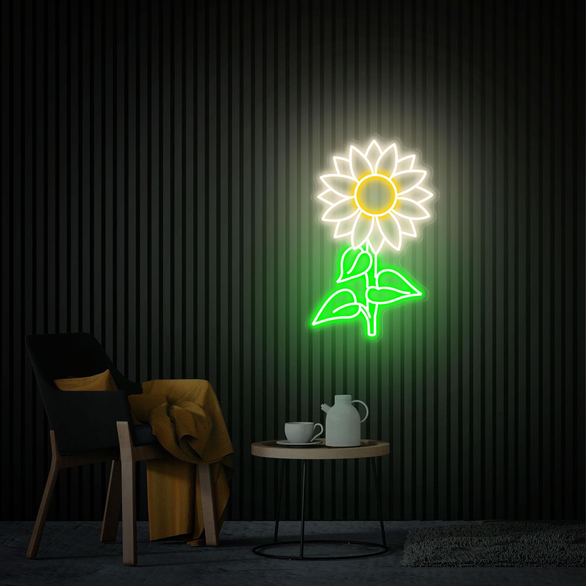 Sunflower Neon Sign, Sunflower Led Neon Light, Custom flower Neon Sign Gift for Her, Home Bedroom Decor, Wall Art Decor, Personalized Gifts