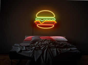 Burger Neon Sign, Hamburger Neon Sign, Burger Led Sign, Fast Food Neon Sign, Neon Sign Kitchen, Restaurant Neon Sign, Burger Wall Art Decor