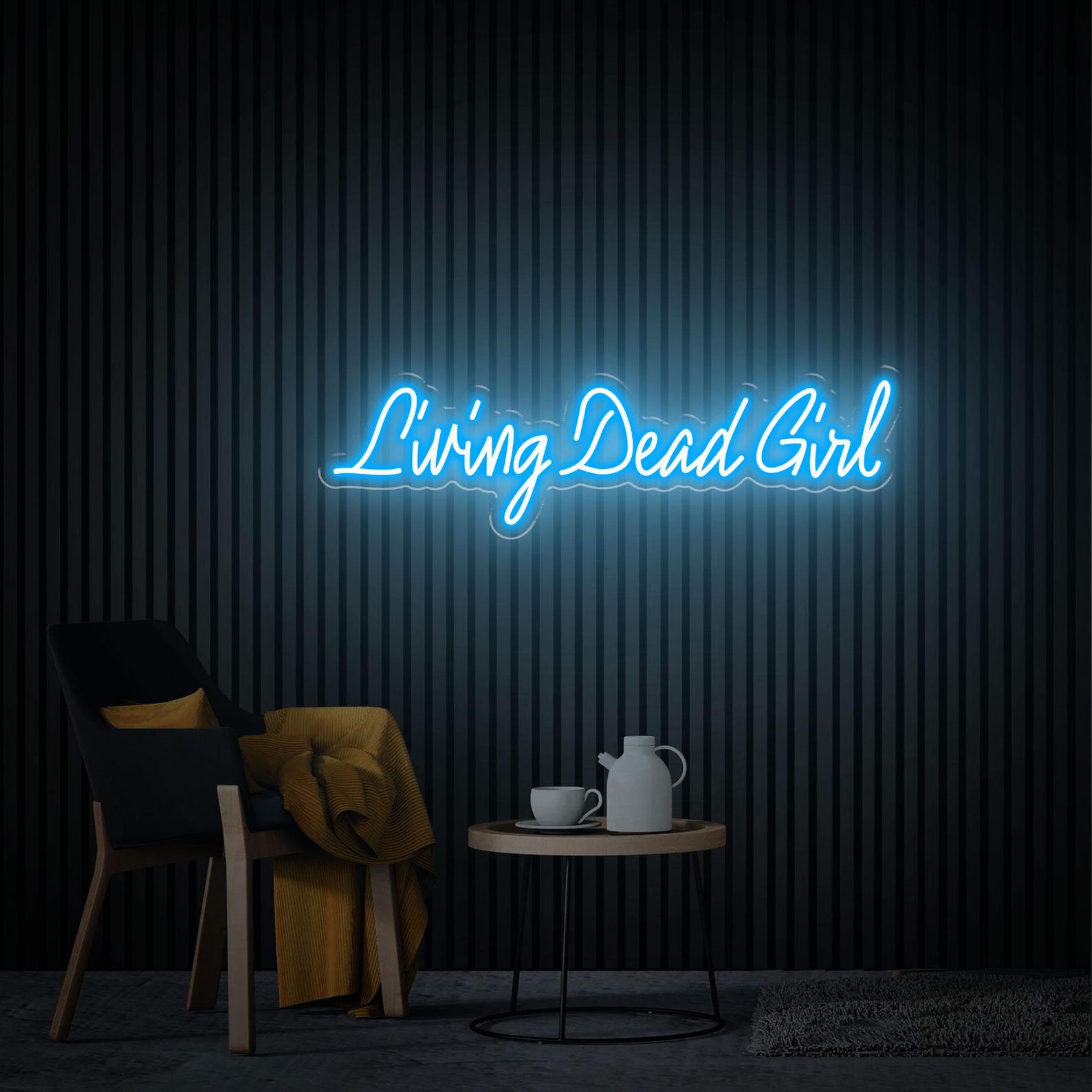 Living Dead Girl Neon Sign, Custom Goth Room Decor, Dark Humor Led Light Sign, Goth Style Bedroom Decoration, Gothic Birthday Gift