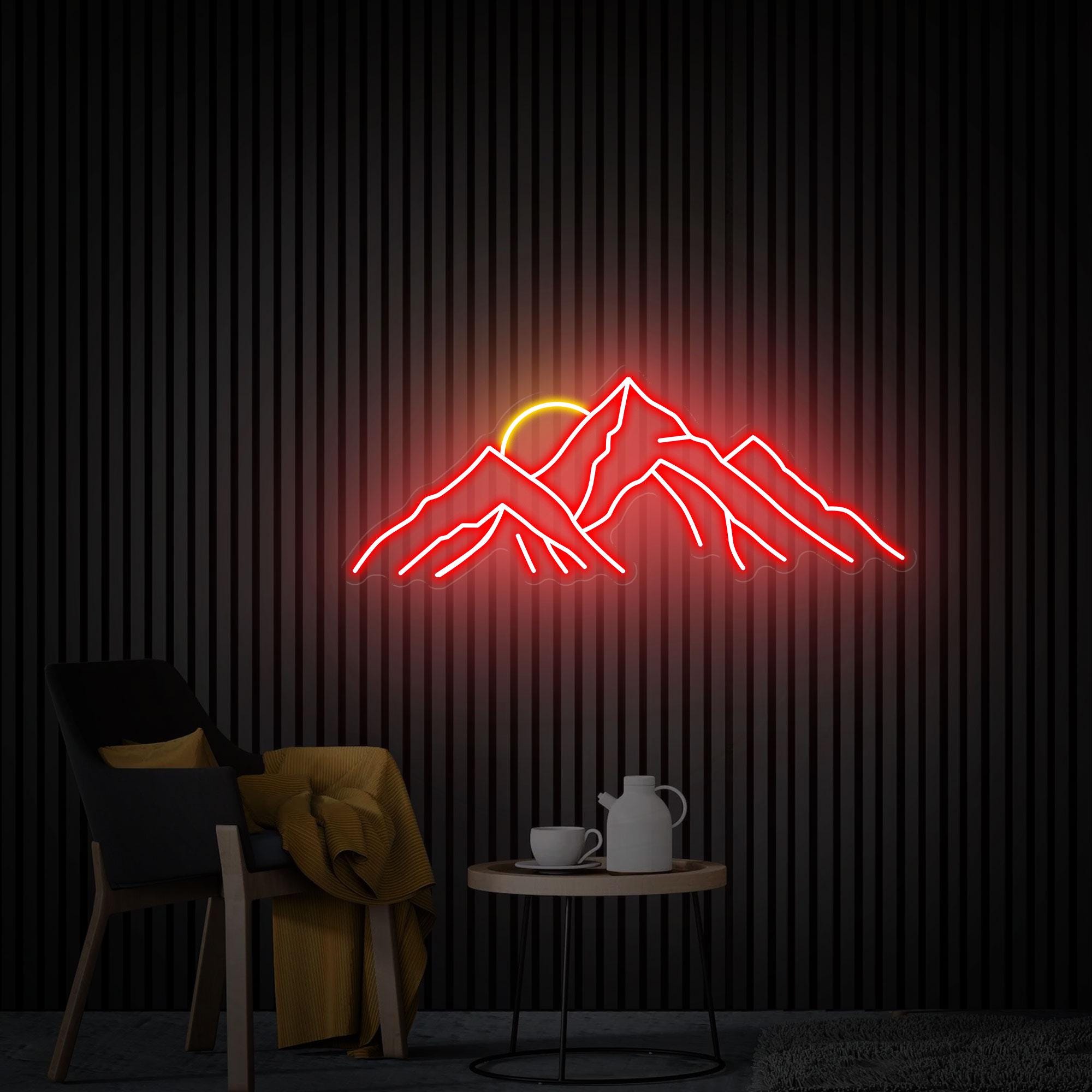Mountain Neon Sign, Mountain with Sunset Led Sign, Mountain Wall Art, Neon Sign Wall Art, Aesthetic Room Decor, Custom Neon Sign, Best Gift