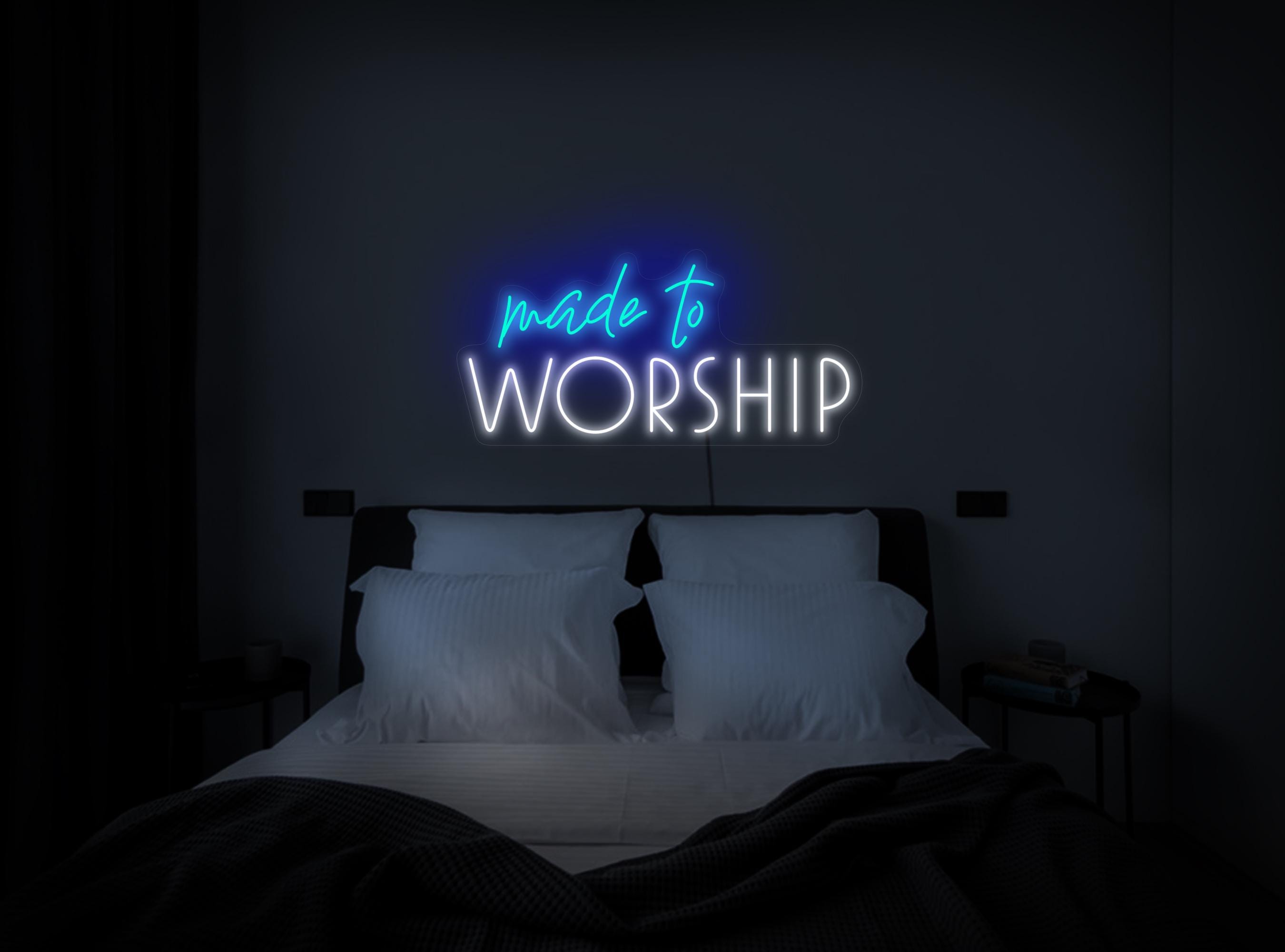 Made To Worship Neon Sign, Religious Neon Sign, Jesus Neon Sign, Christian Neon Sign, Faith Neon Sign, Religious Gift, Christian Art Decor