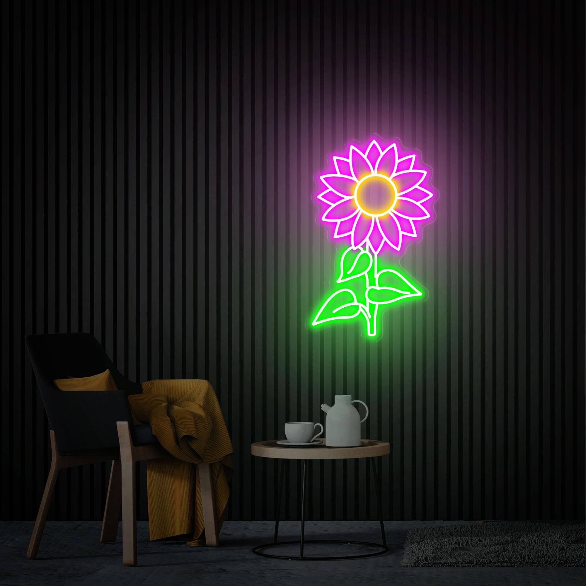 Sunflower Neon Sign, Sunflower Led Neon Light, Custom flower Neon Sign Gift for Her, Home Bedroom Decor, Wall Art Decor, Personalized Gifts
