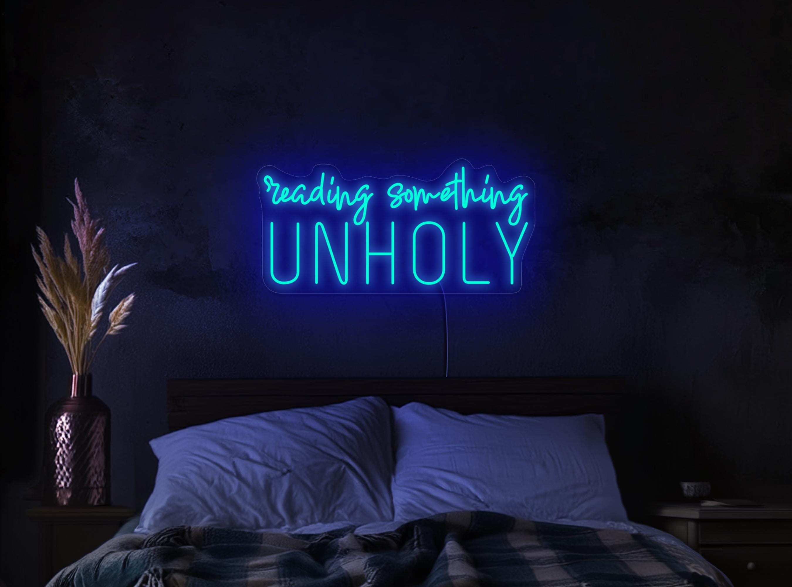 Reading Something Unholy Neon Sign, Reading Neon Sign, Library Neon Sign, Bookish Neon Sign, Bookworm Gift, Bookish Decor, Library Art Decor