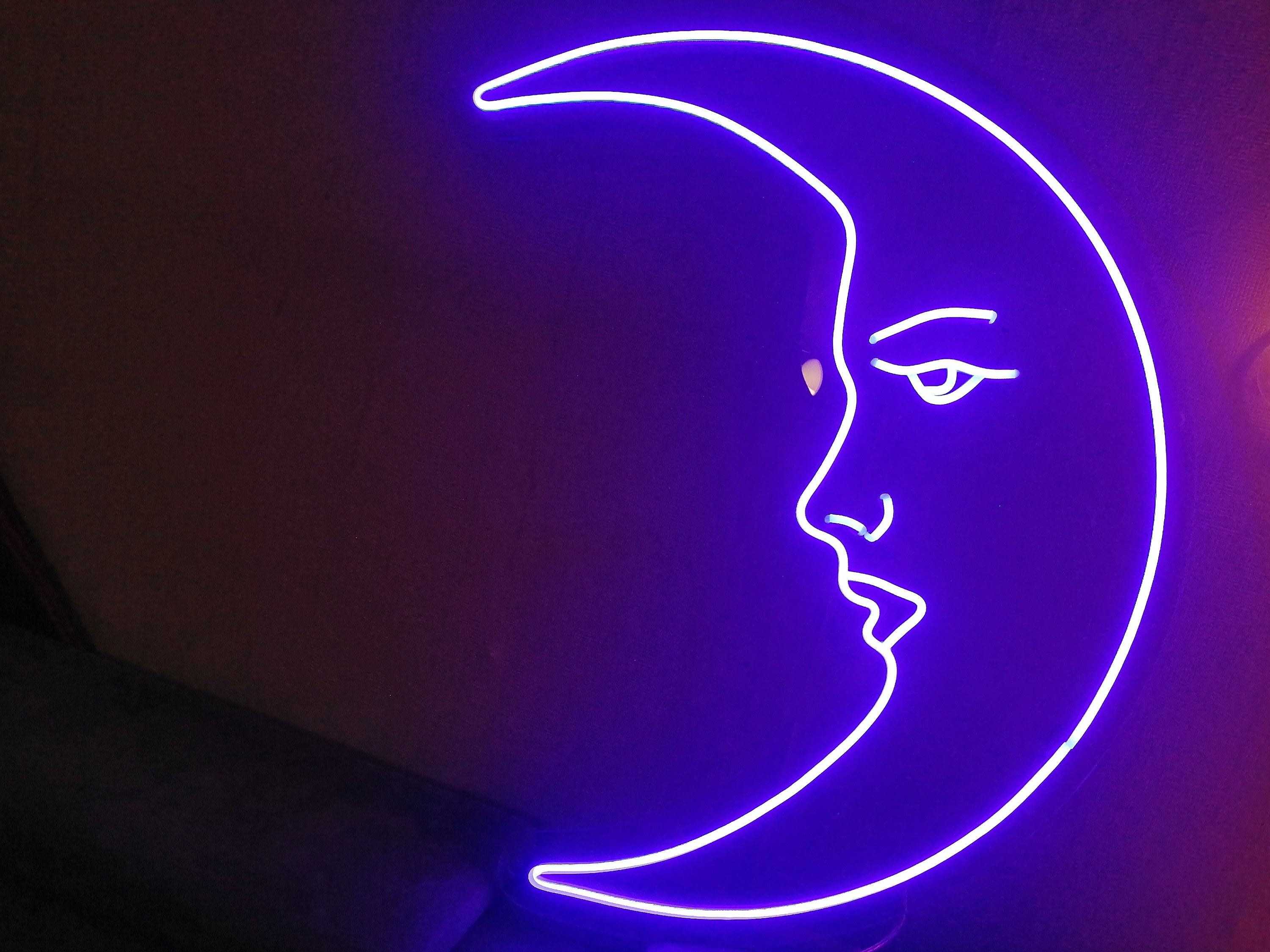 Moon Neon Sign, Moon Neon Light Sign, Moon Neon Light, Neon Wall Art, Handmade Neon Sign, Room Decor Neon Sign