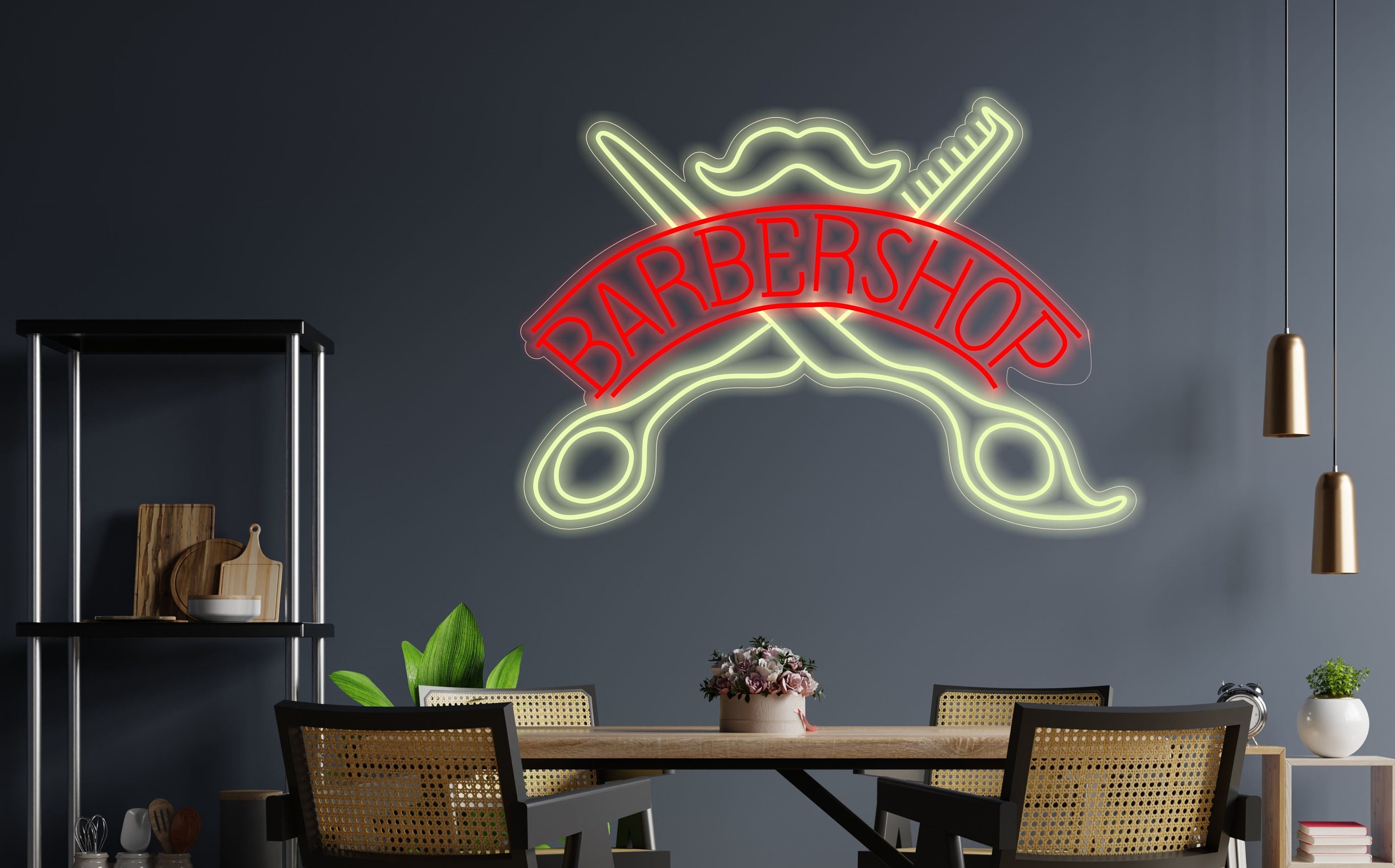 Barbershop Neon Sign, Custom Neon Sign For Barbershop, Barbershop Open Sign, Neon Haircut Sign, Neon Sign For Men's Grooming, Wall Decor