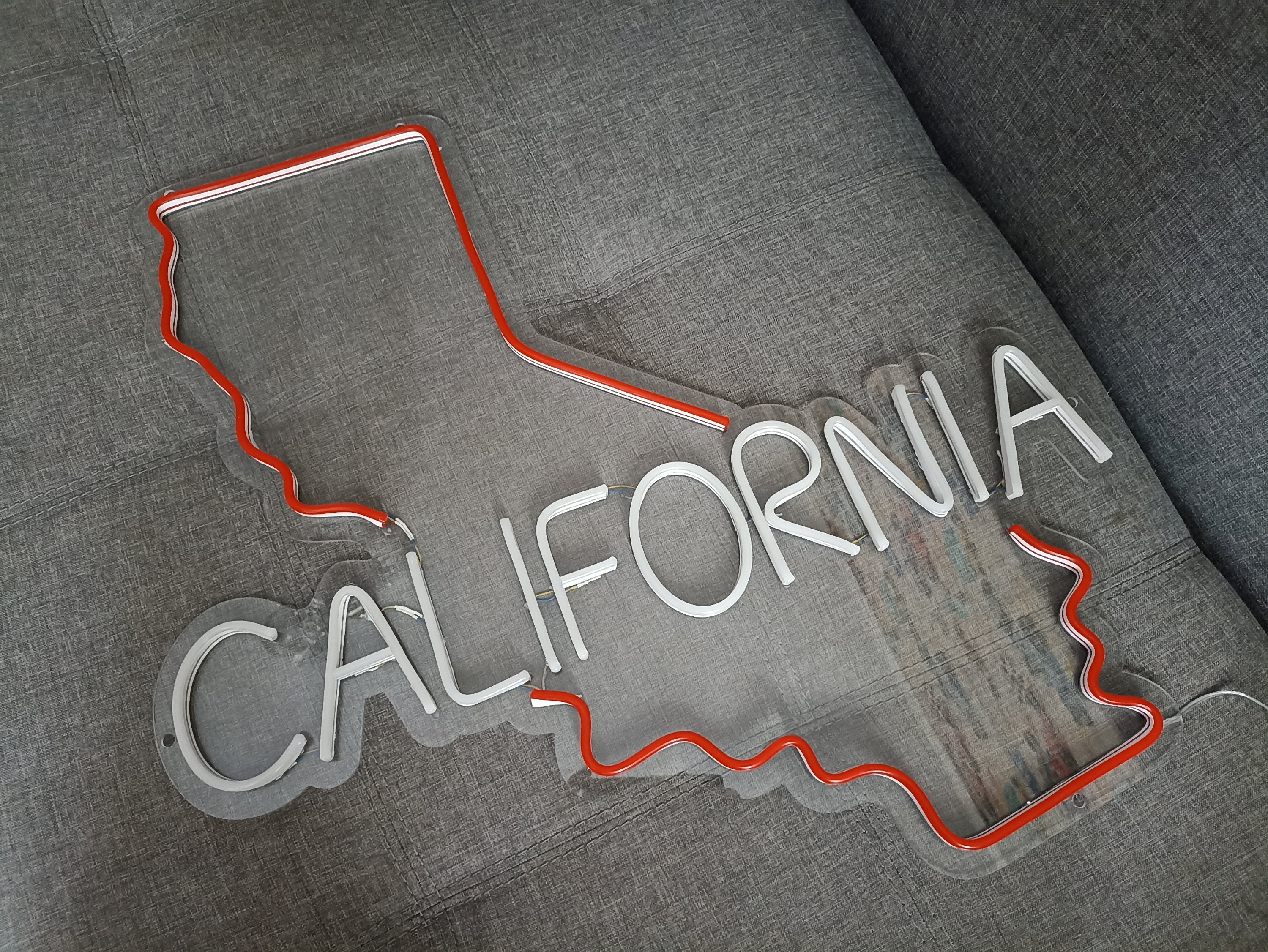 Neon Sign California State Map, Neon Map State Of California, California Map Neon, California Neon Sign, American Map State Neon Sign