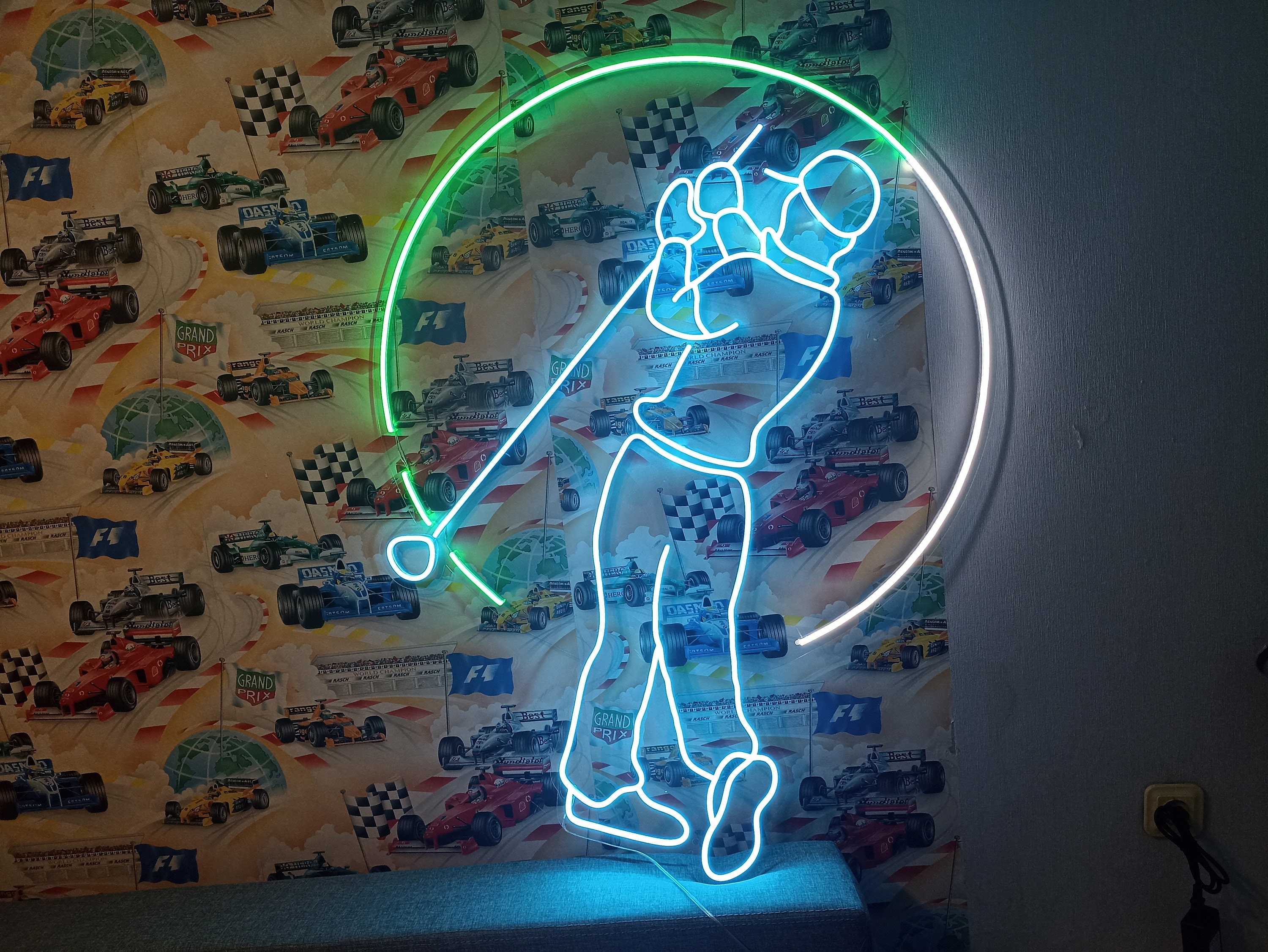 Neon Golf Sign, Neon Sign For A Golf Player Hitting A Golf Ball, Golf Game Neon Signs, Golf Led Neon Sign, Golf Ball Led Neon Sign