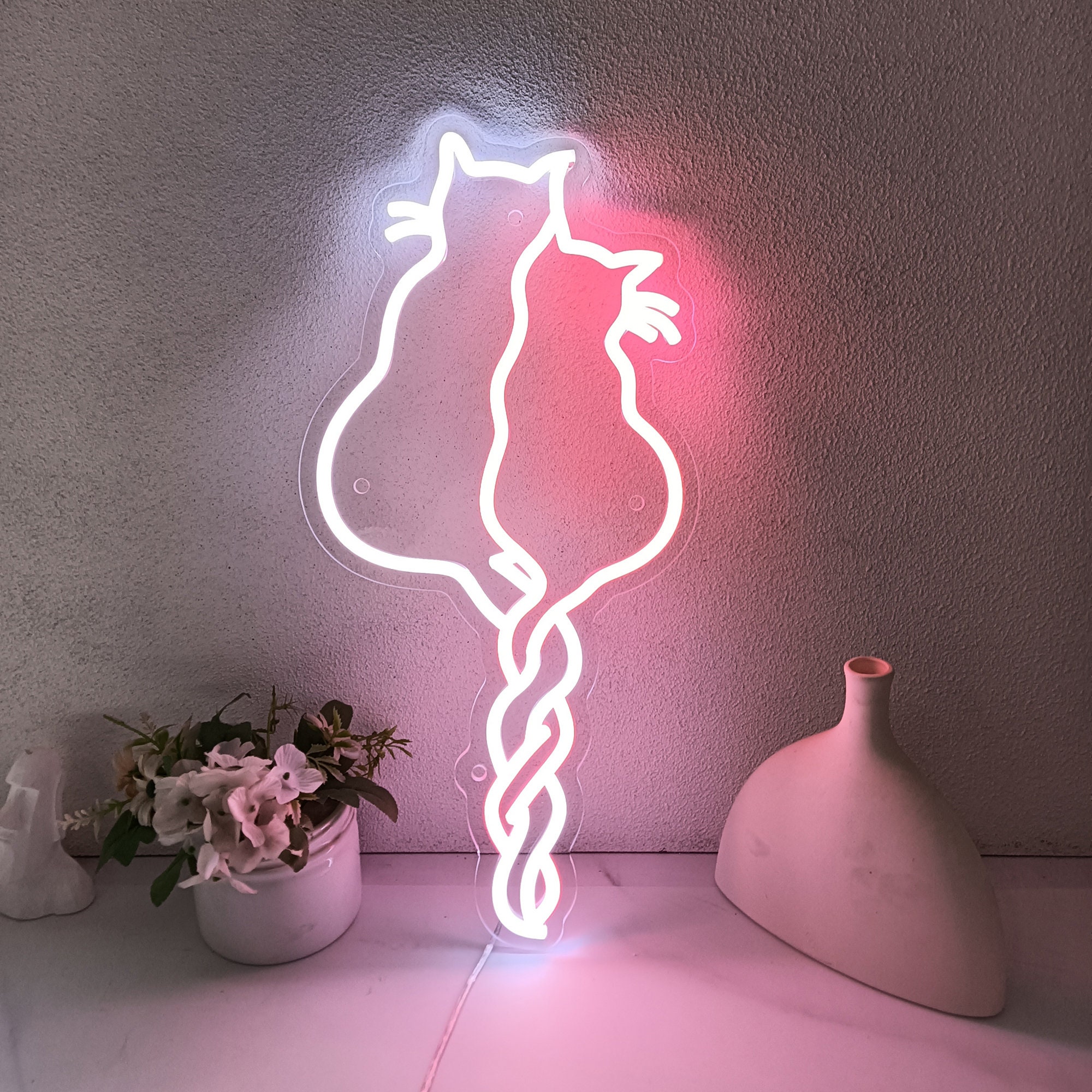 Cat Neon Sign, Cat Wall Decor, Cat Lover Gift, Gift for Her, Bedroom Neon Sign, Custom Neon Signs, Personalized Neon Light Wedding Signs