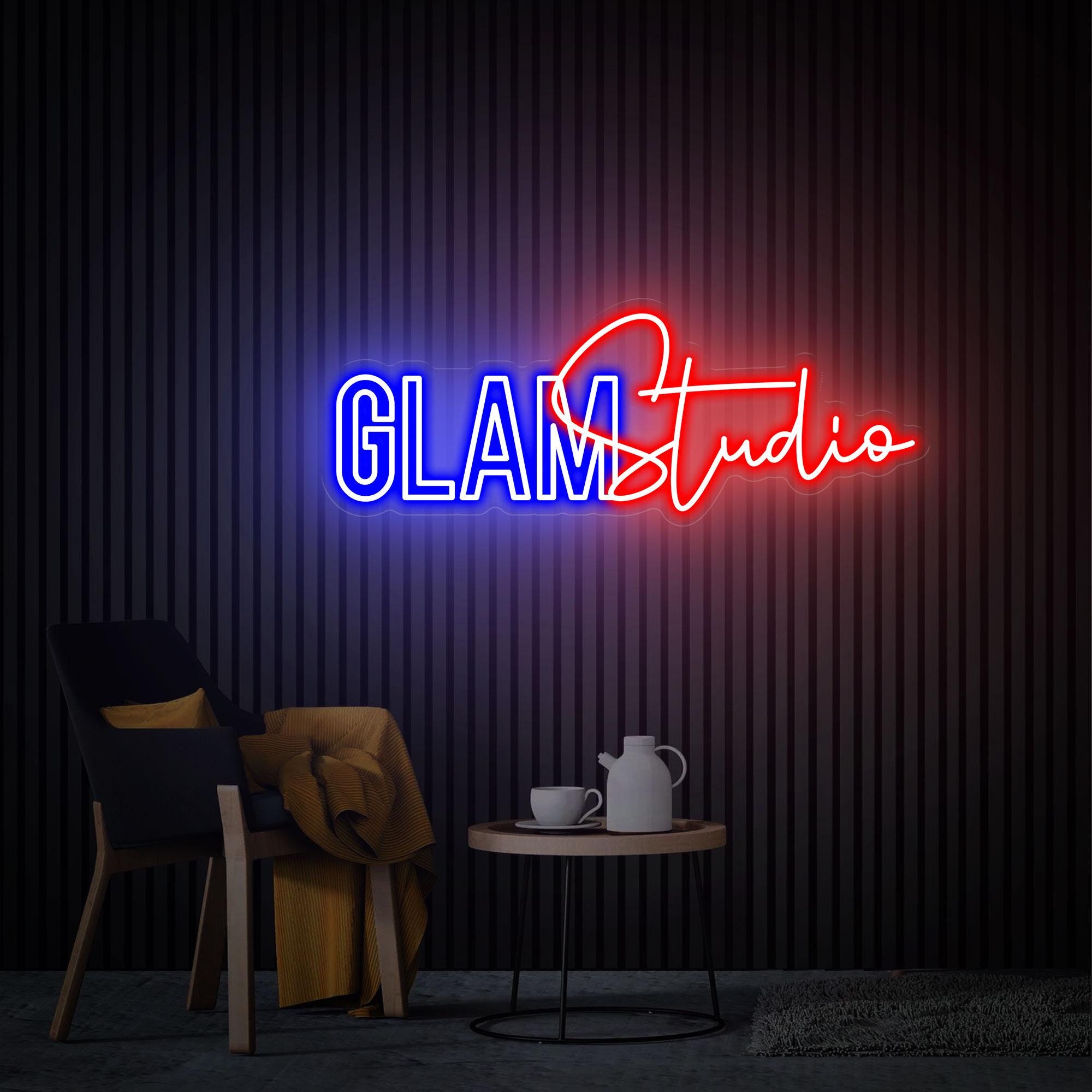 Glam Studio Neon Sign, Custom Beauty Salon Led Sign, Neon Wall Art, Hair Makeup Skin Nails Room Decor, Salon Welcome Sign New Business Gifts