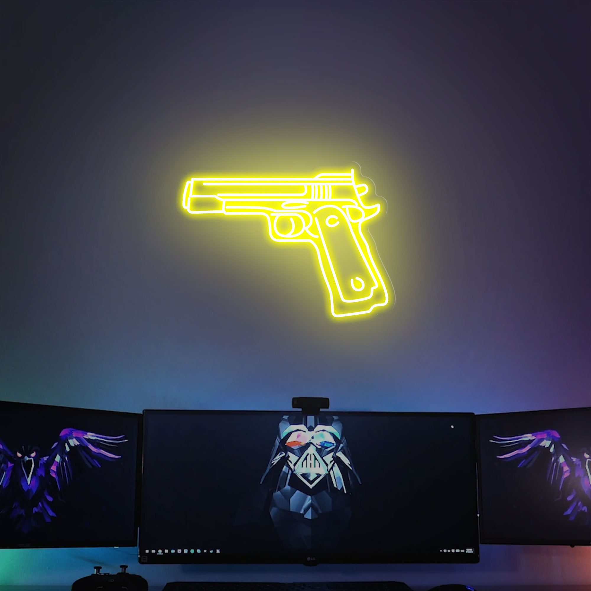 Gun Neon Sign for Wall Game Room Decoration | Neon Sign Bedroom | GAME ROOM Sign | Gift For Boyfriend
