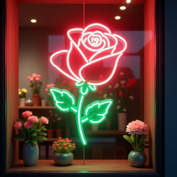 Rose Neon Sign, Flower Neon Sign, Rose Flower Neon Sign, Gifts For Her, Unique Hand Crafted, Gift For Her Neon