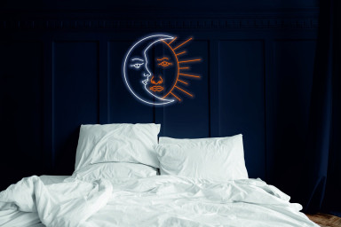 Sun And Moon Neon Light Sign For Wall, Bedside Light Up Lamp, Moon Wall Hanging Lamp