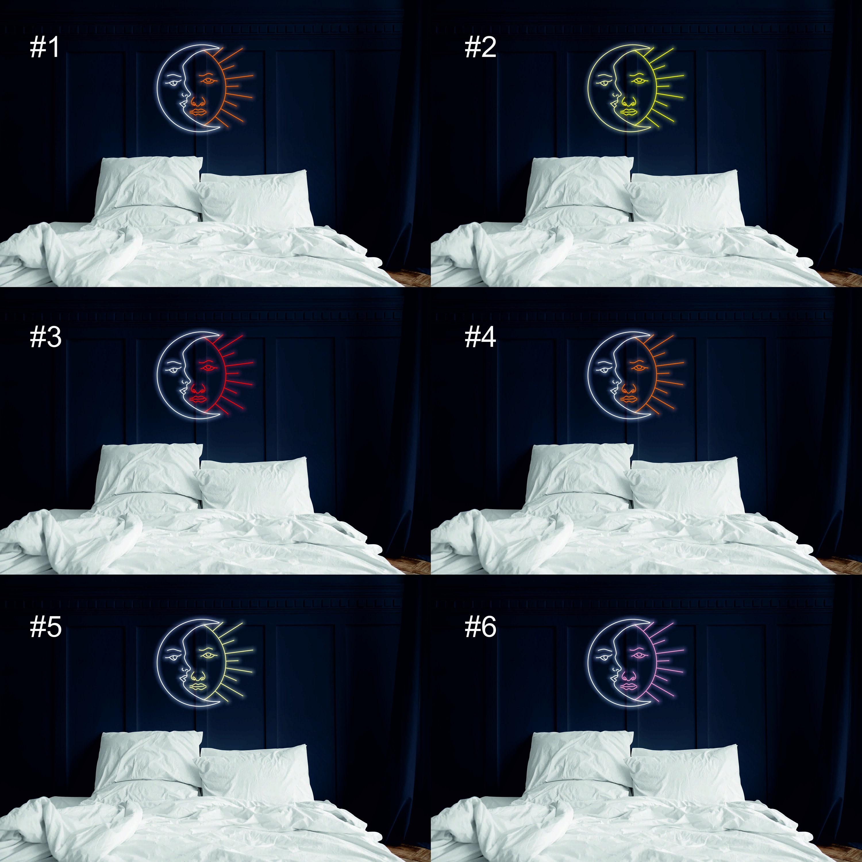 Sun And Moon Neon Light Sign For Wall, Bedside Light Up Lamp, Moon Wall Hanging Lamp