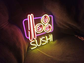 Sushi Neon Sign, Neon Sushi Bar Decor, Sushi Roll Neon Advertisement, Sushi Led Sign, Sushi Neon Art, Neon Sushi Roll Sign