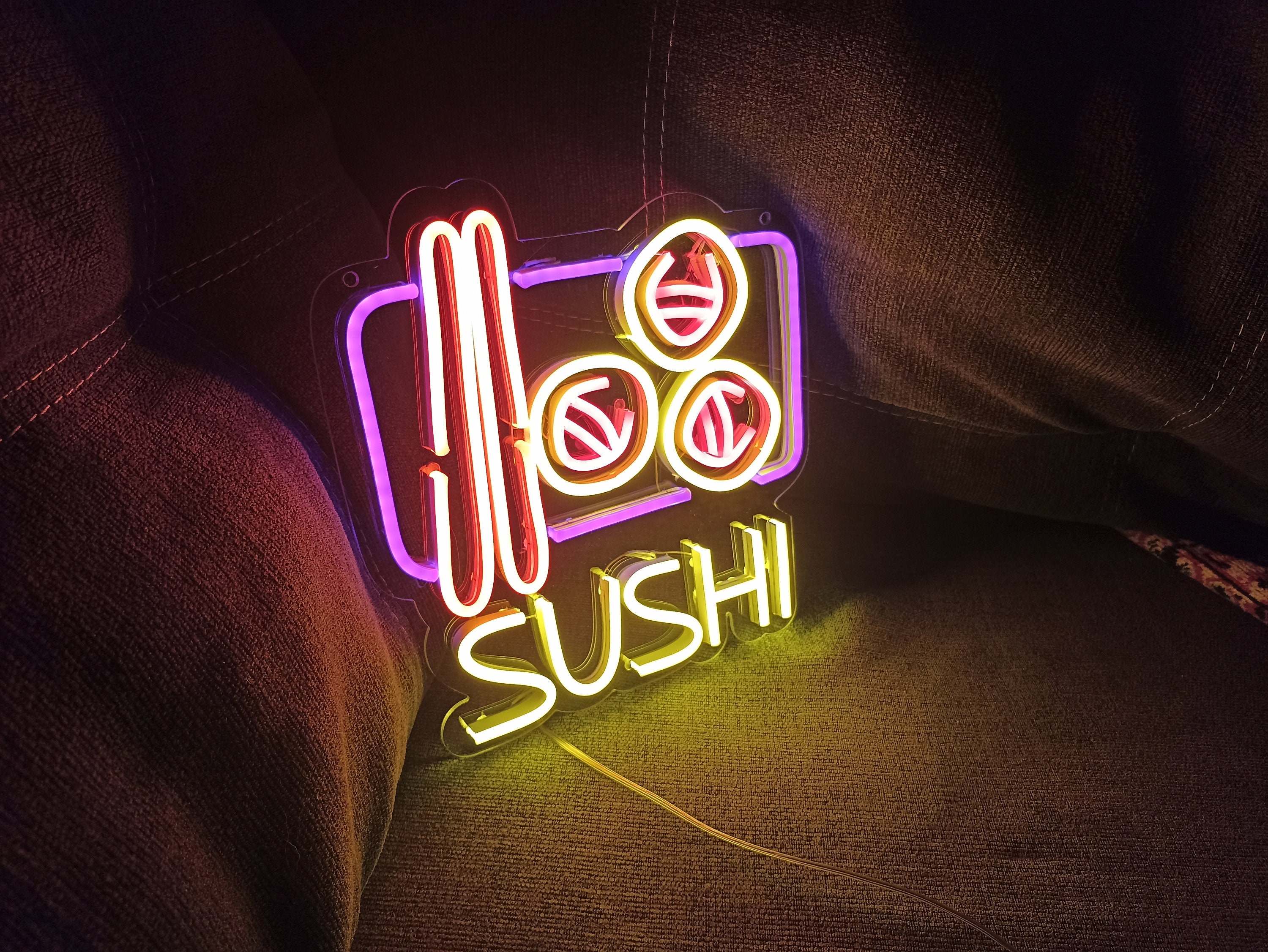 Sushi Neon Sign, Neon Sushi Bar Decor, Sushi Roll Neon Advertisement, Sushi Led Sign, Sushi Neon Art, Neon Sushi Roll Sign