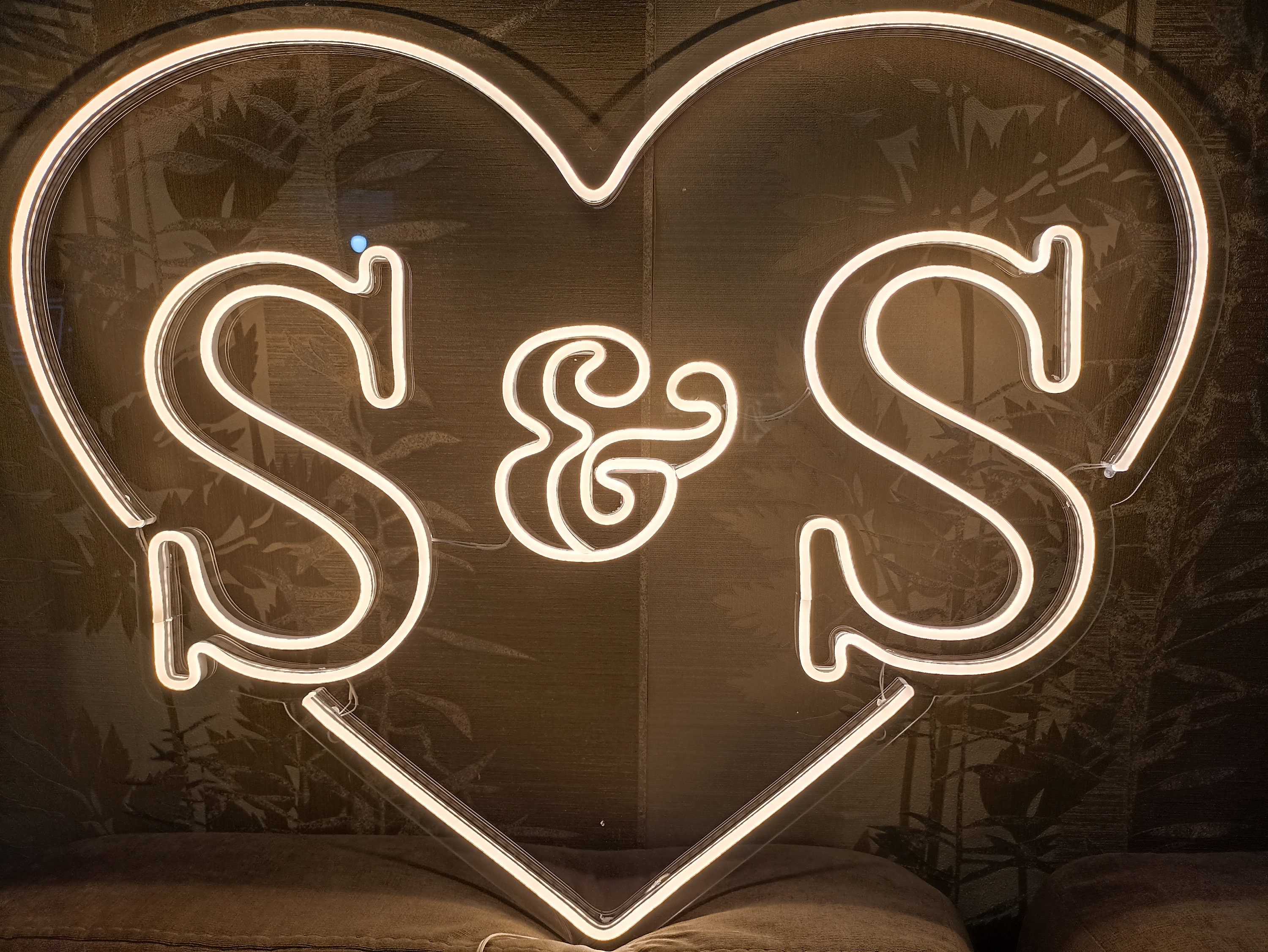 Custom Initials Heart Neon Wedding Sign Handmade, Wedding Neon Sign For Reception, Proposal Engagement Party Decor, Wedding Wall Decor