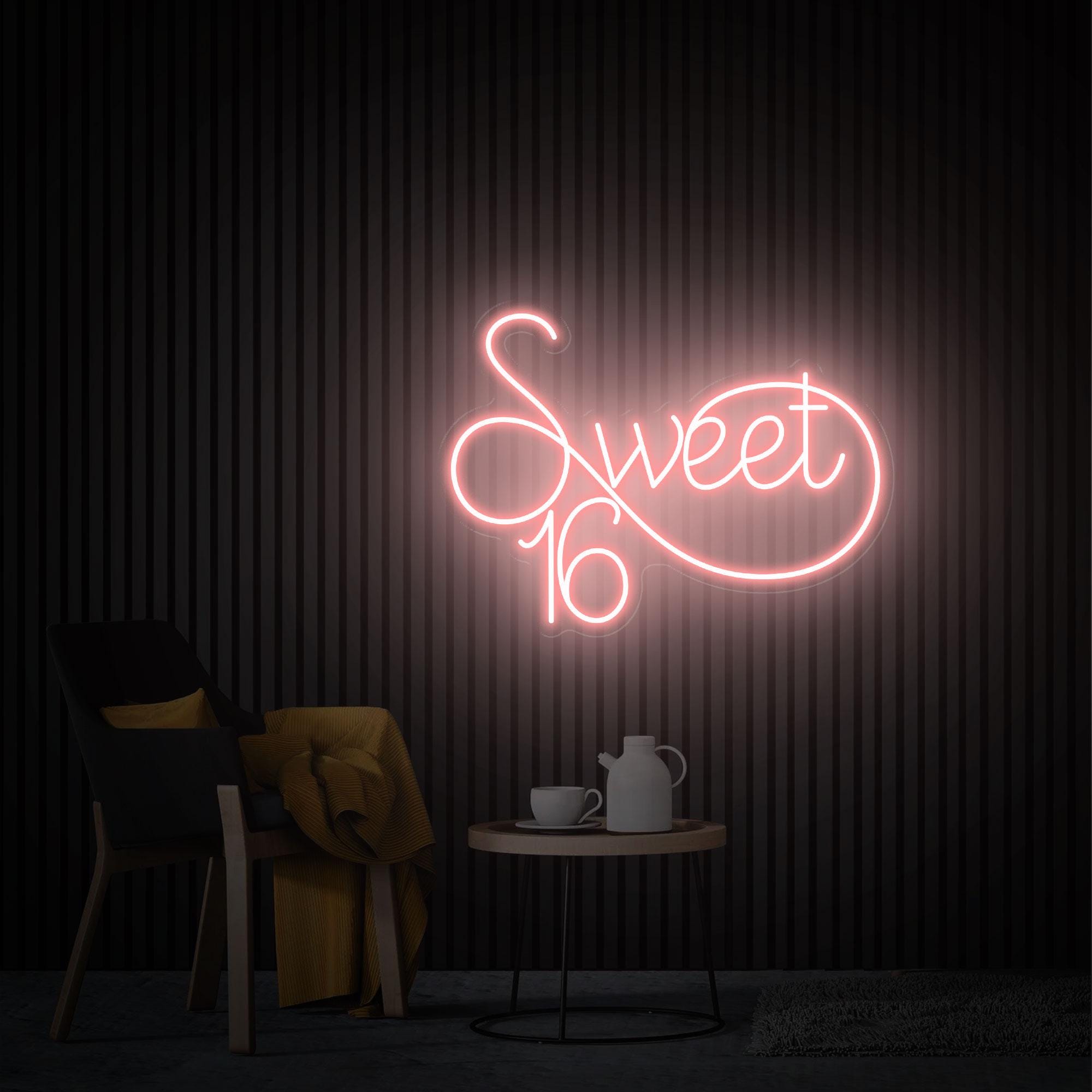 Sweet 16 Neon Sign, Custom Your 16th Birthday Led Neon Sign, Birthday Party Decor Best Friend Birthday Gifts for Her Sweet Sixteen Party Art