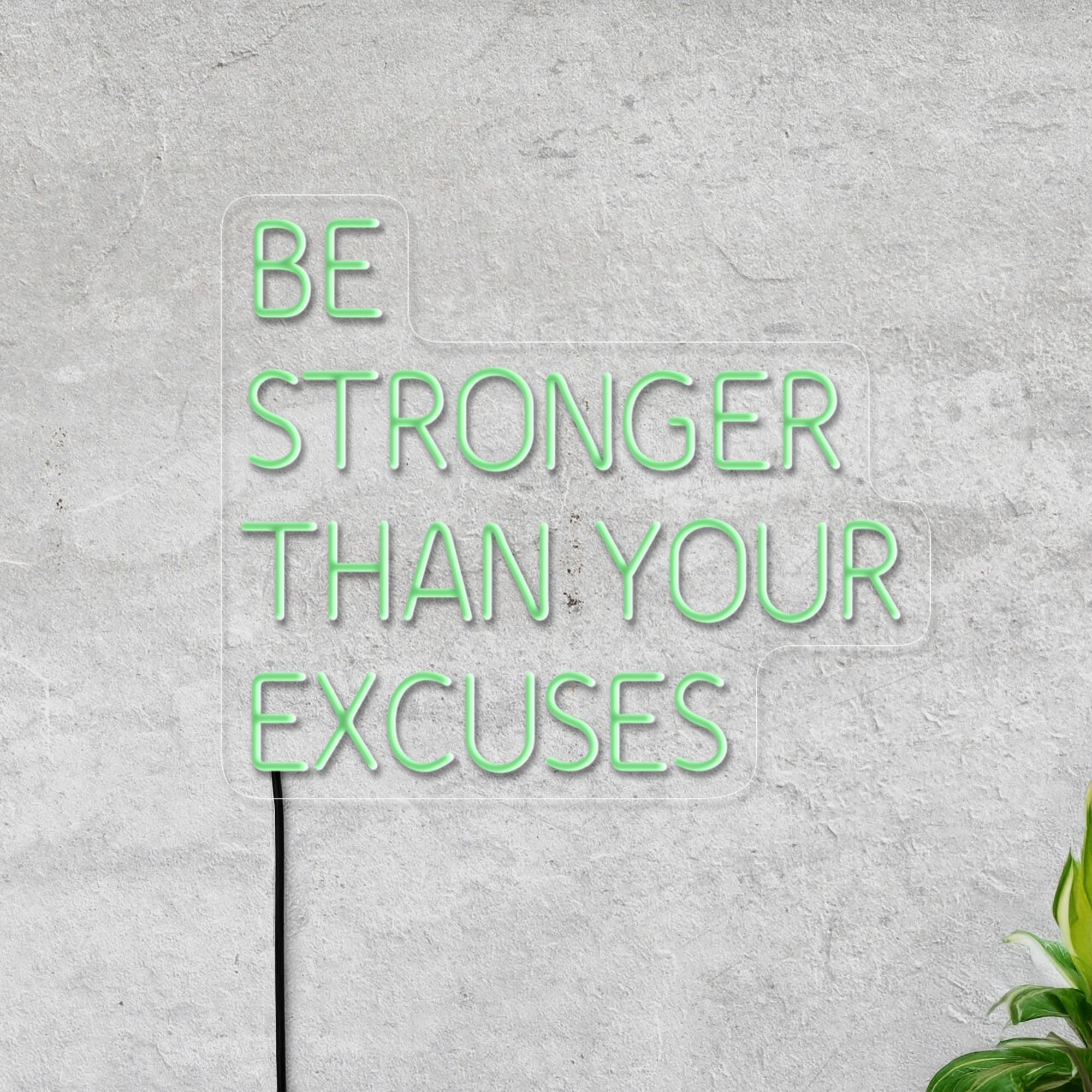 Be Stronger Than Your Excuses Neon Sign, Gym Neon Sign, Motivational Neon Sign, Gym Gift Ideas, Fitness Workout Neon, Gym Wall Art Decor