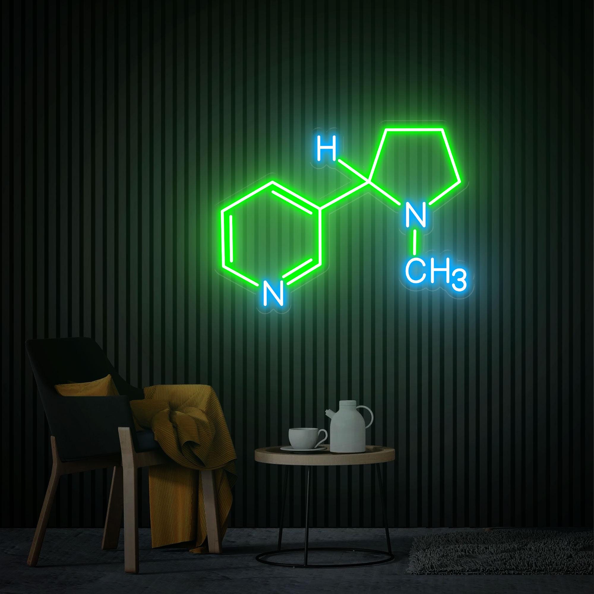 Nicotine Molecule Neon Sign, Nicotine Wall Art, Nicotine Wall Decor, Molecule Neon Light Custom Neon Sign Gifts for Husband Bedroom Decor