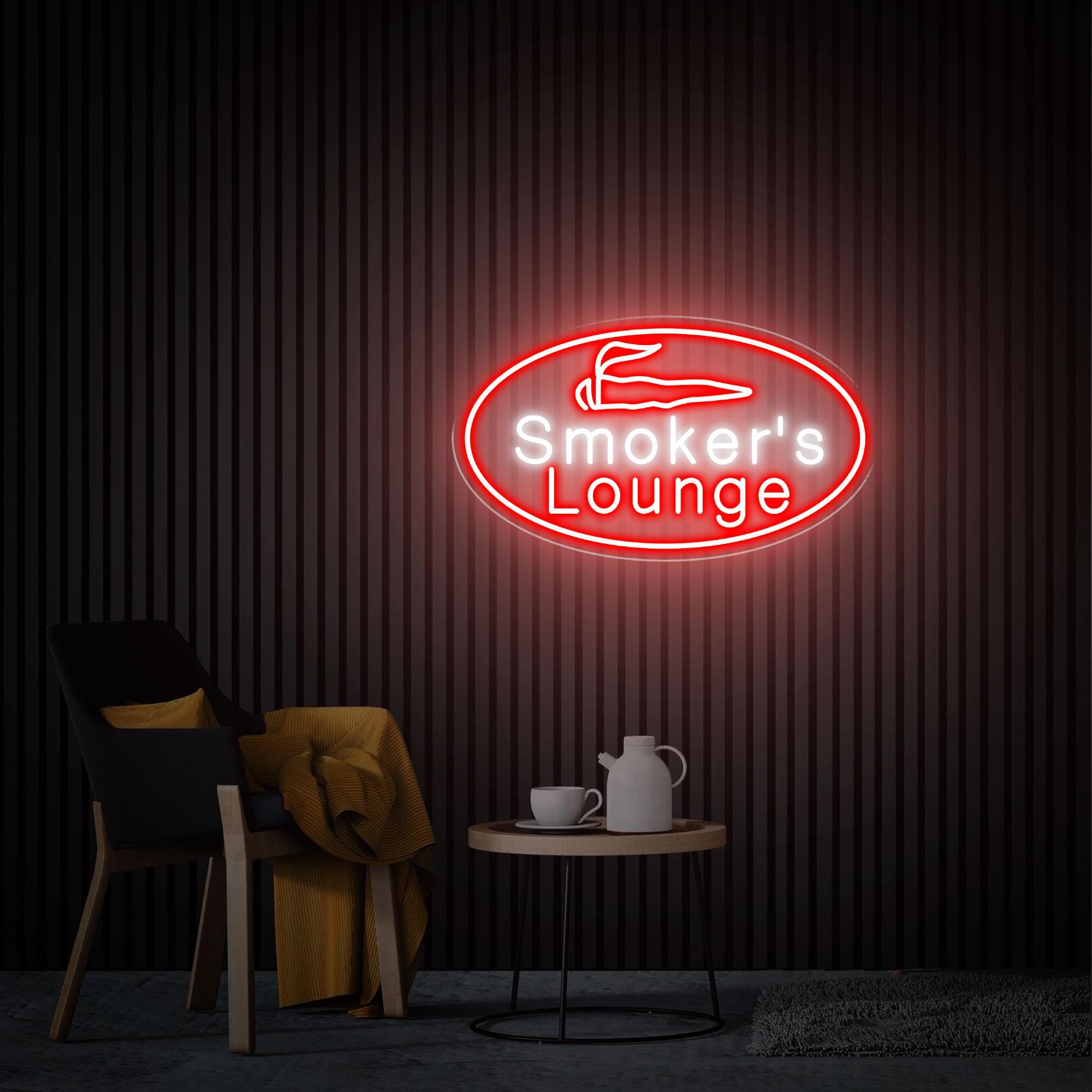 Smoker's Lounge Neon Sign, Smoking Bar Neon Wall Decor, Man Cave Cigars Wall Art, Gift For Him, Lounge Decor Lights, Smoker Gift