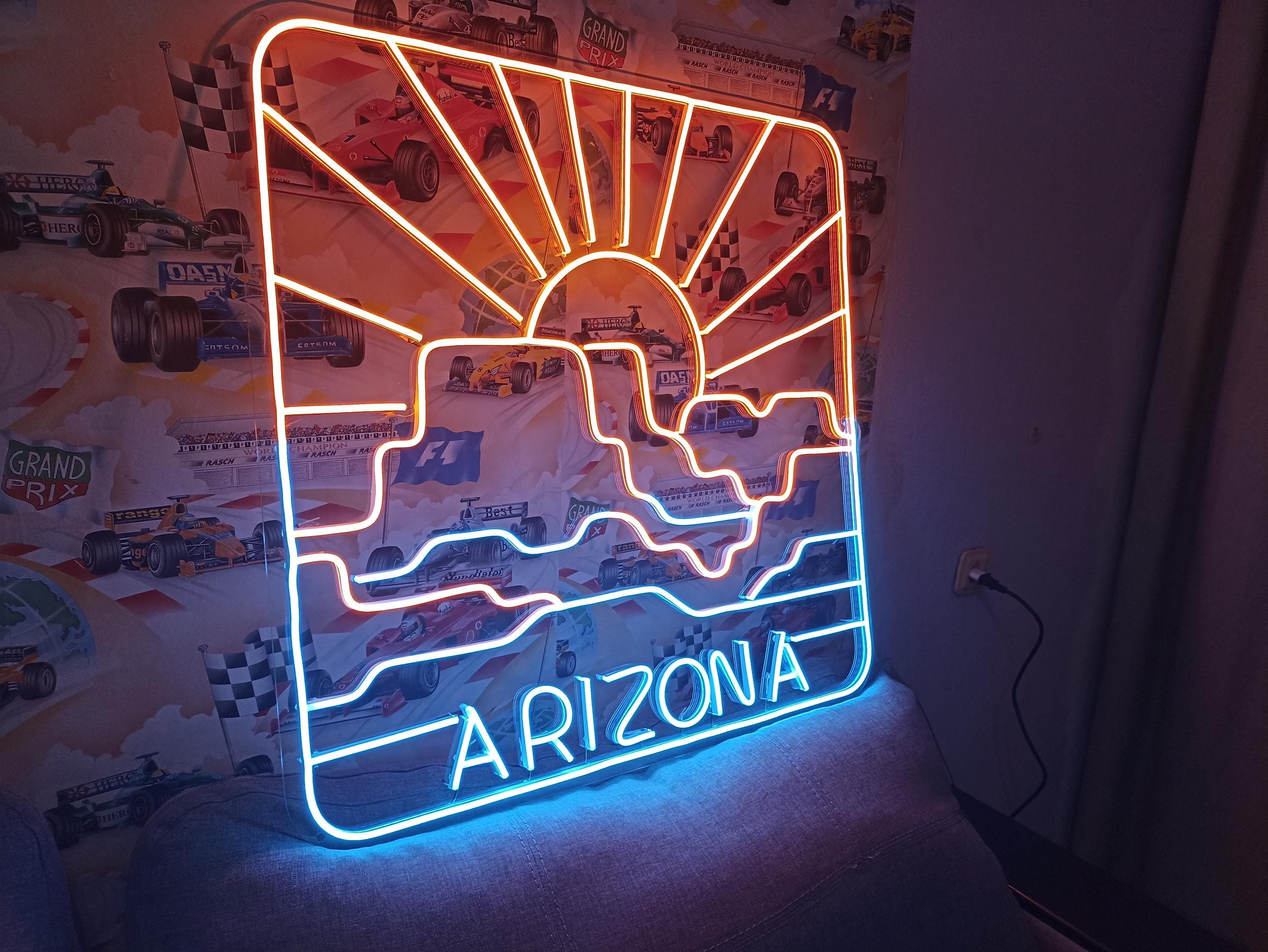 Neon Sign Arizona State Map, Neon Map State Of Arizona, Arizona Map Neon, Arizona Neon Sign, American Map State Neon Sign