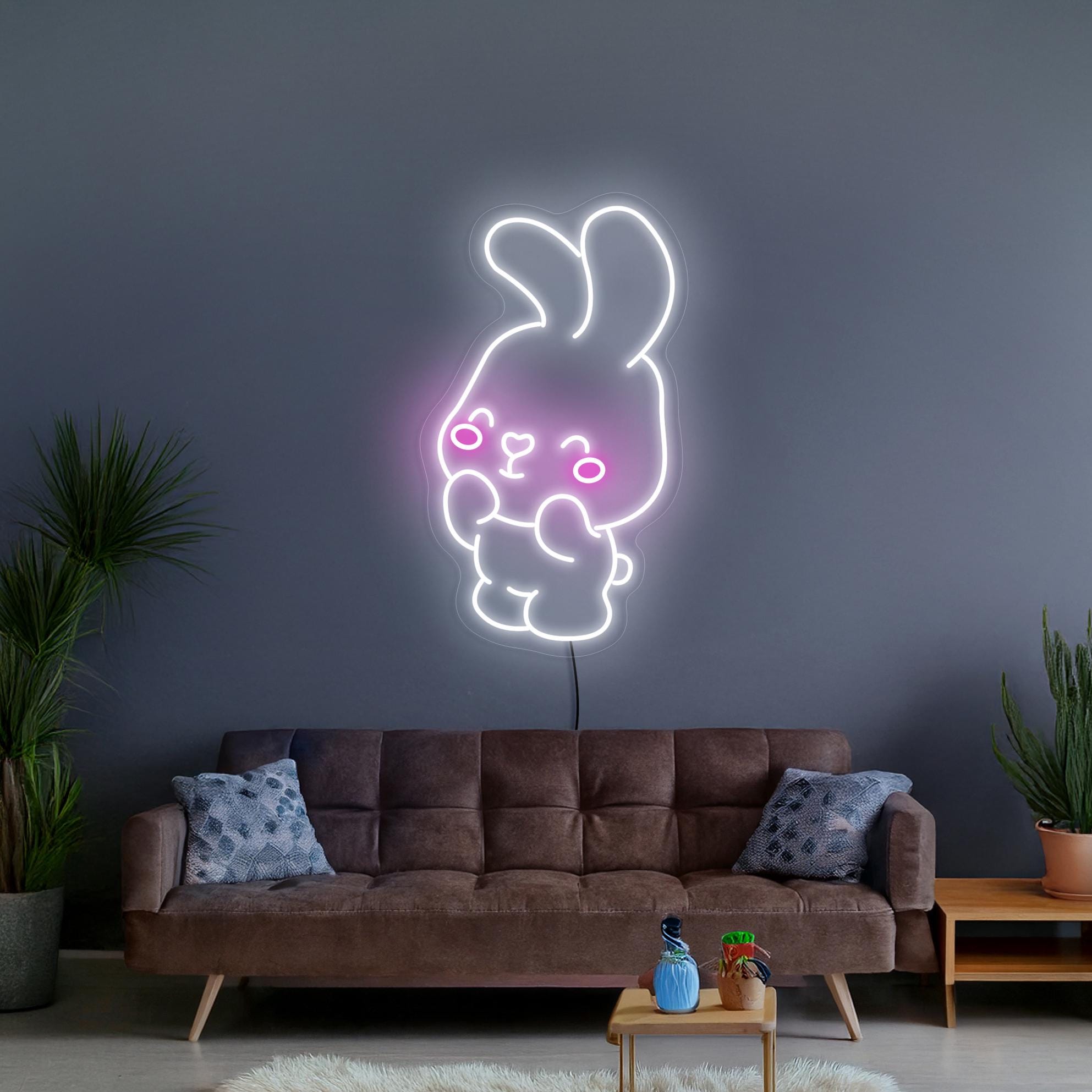 Cute Bunny Neon Sign, Rabbit Neon Sign, Kids Room Neon Sign, Neon Sign Bedroom, Animal Neon Sign, Neon Sign Nursery, Kawaii Bunny Art Decor