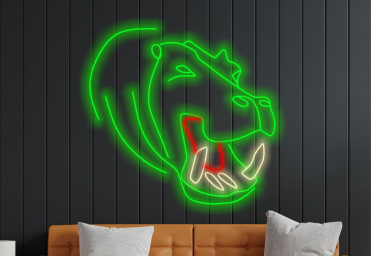 Hippopotamus Neon Sign, Neon Hippo Sign, Neon Head Hippo Sign, Hippo Neon Art, Hippopotamus Light Sign, Hippo Led Sign