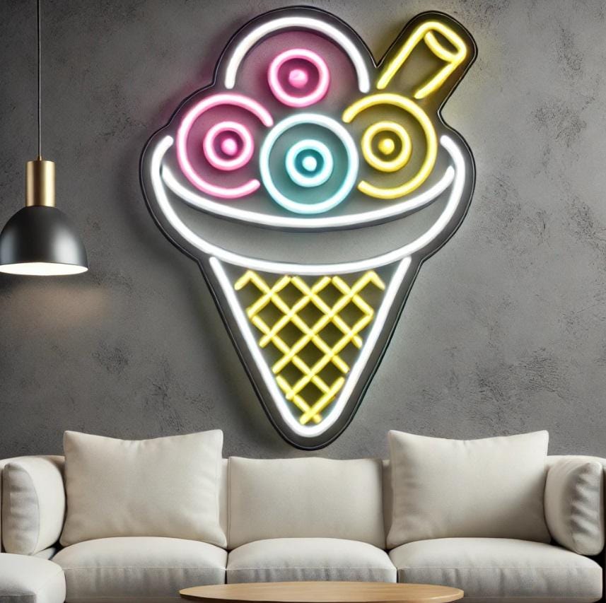Ice Cream Neon Sign, Bar Neon Sign, Kitchen Wall Hangings Decor