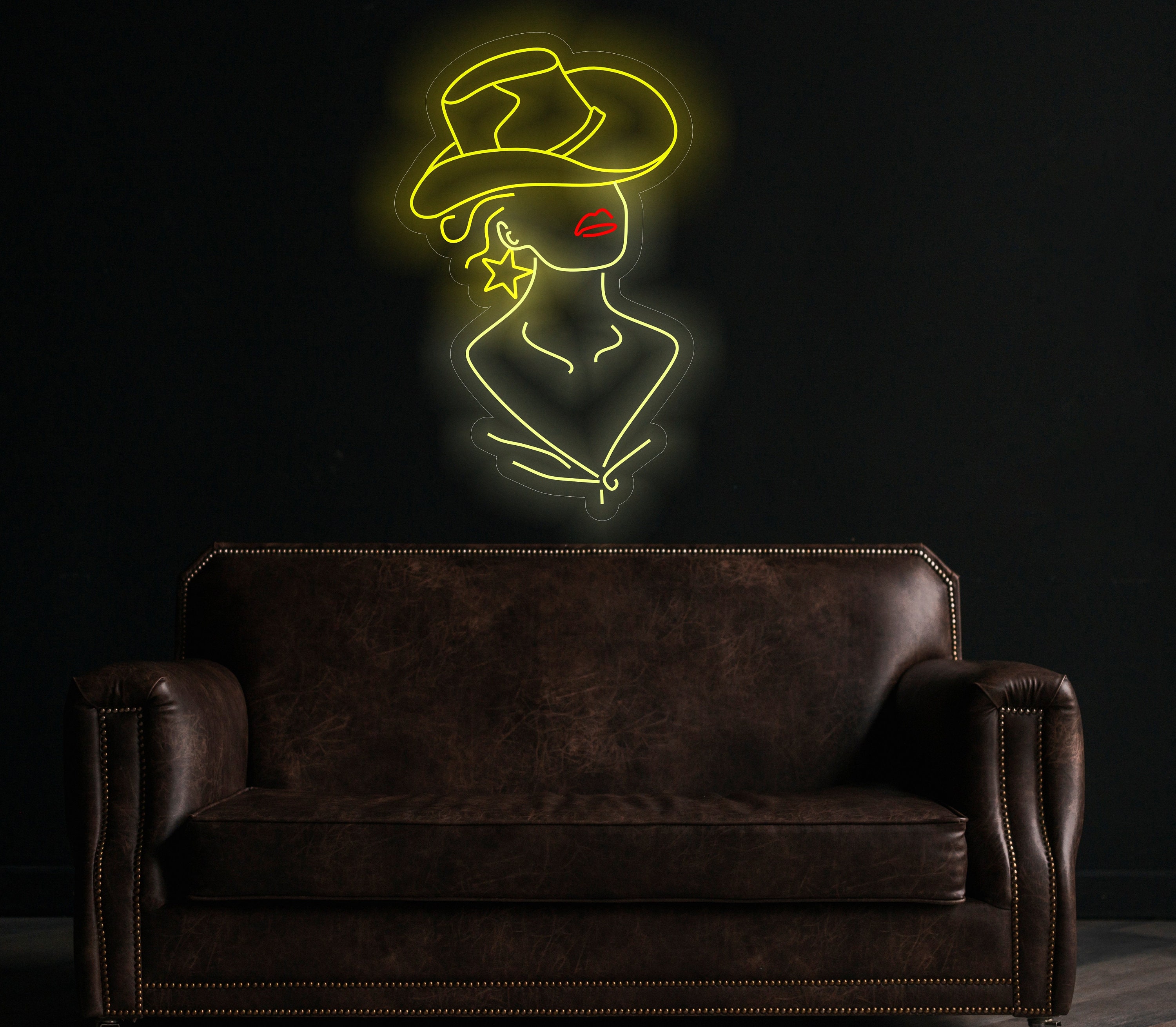 Cowgirl Neon Sign, Custom Western Decor, Woman In A Cowboy Hat Led Neon Light, Girl In A Cowboy Hat Led Neon Light, Western Wall Decor