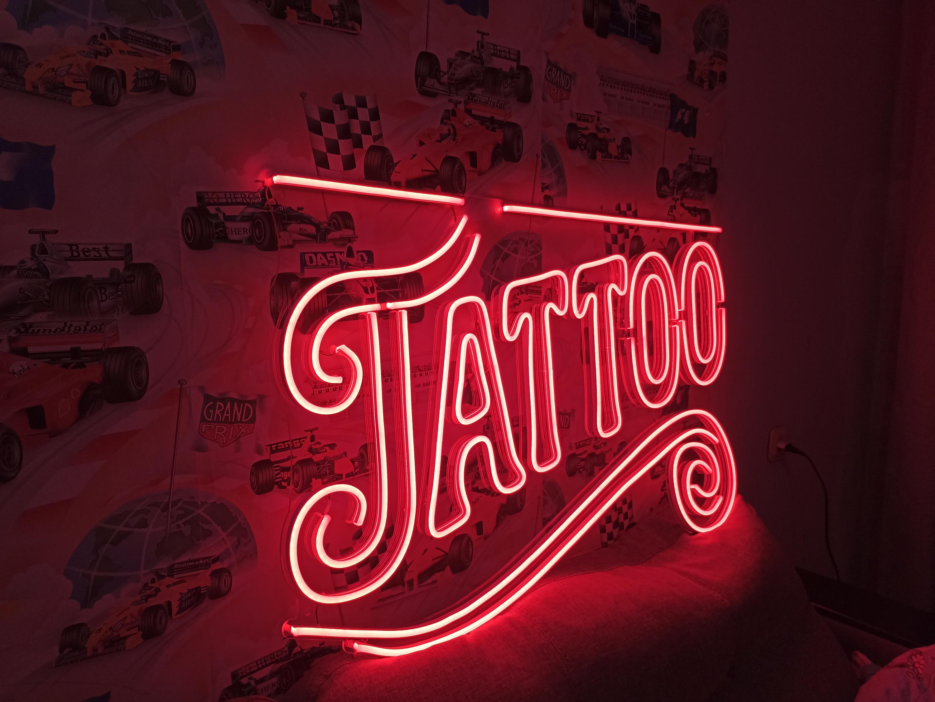 Tattoo Neon Sign, Tattoo Led Sign, Tattoo Art, Best Gift, Shop Neon Sign, Neon Tattoos, Wall Decor Neon Sign