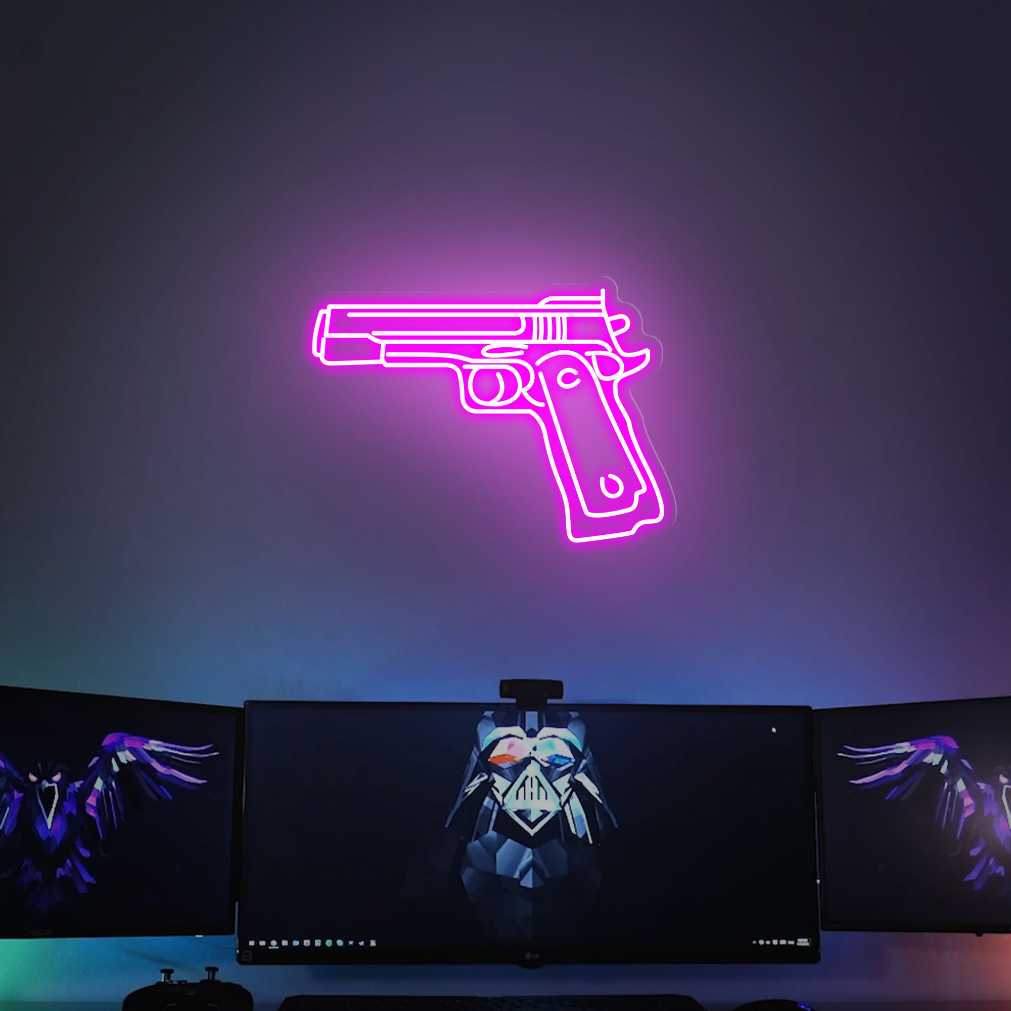 Gun Neon Sign for Wall Game Room Decoration | Neon Sign Bedroom | GAME ROOM Sign | Gift For Boyfriend
