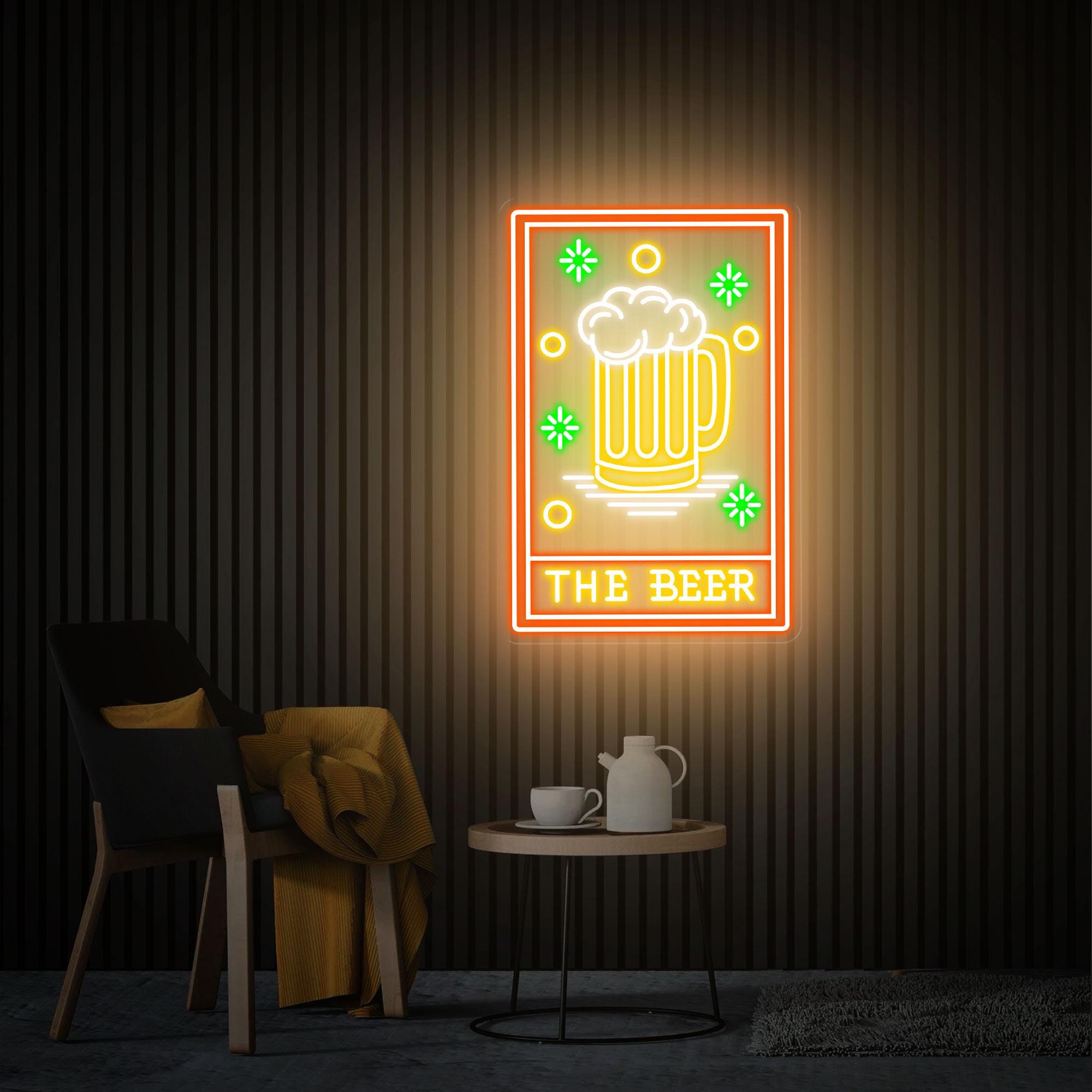 The Beer Neon Sign, Beer Pub Decor, Custom Neon Sign, Cocktails Bar Wall Decor Art, C Home Bar Decor, Bar Pub Wall Art, Beer Club Led Light