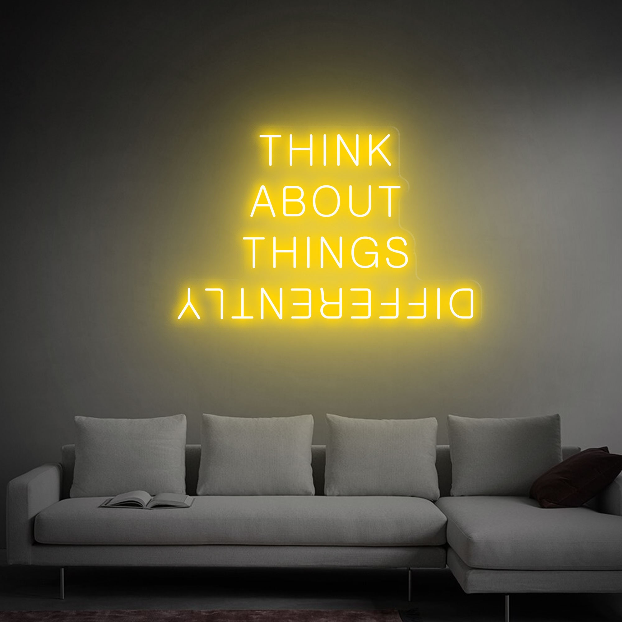 think about things differently neon light sign, birthday gifts neon sign LED Light Sign Room Yard Home Wall Decor Art, Gift for Her