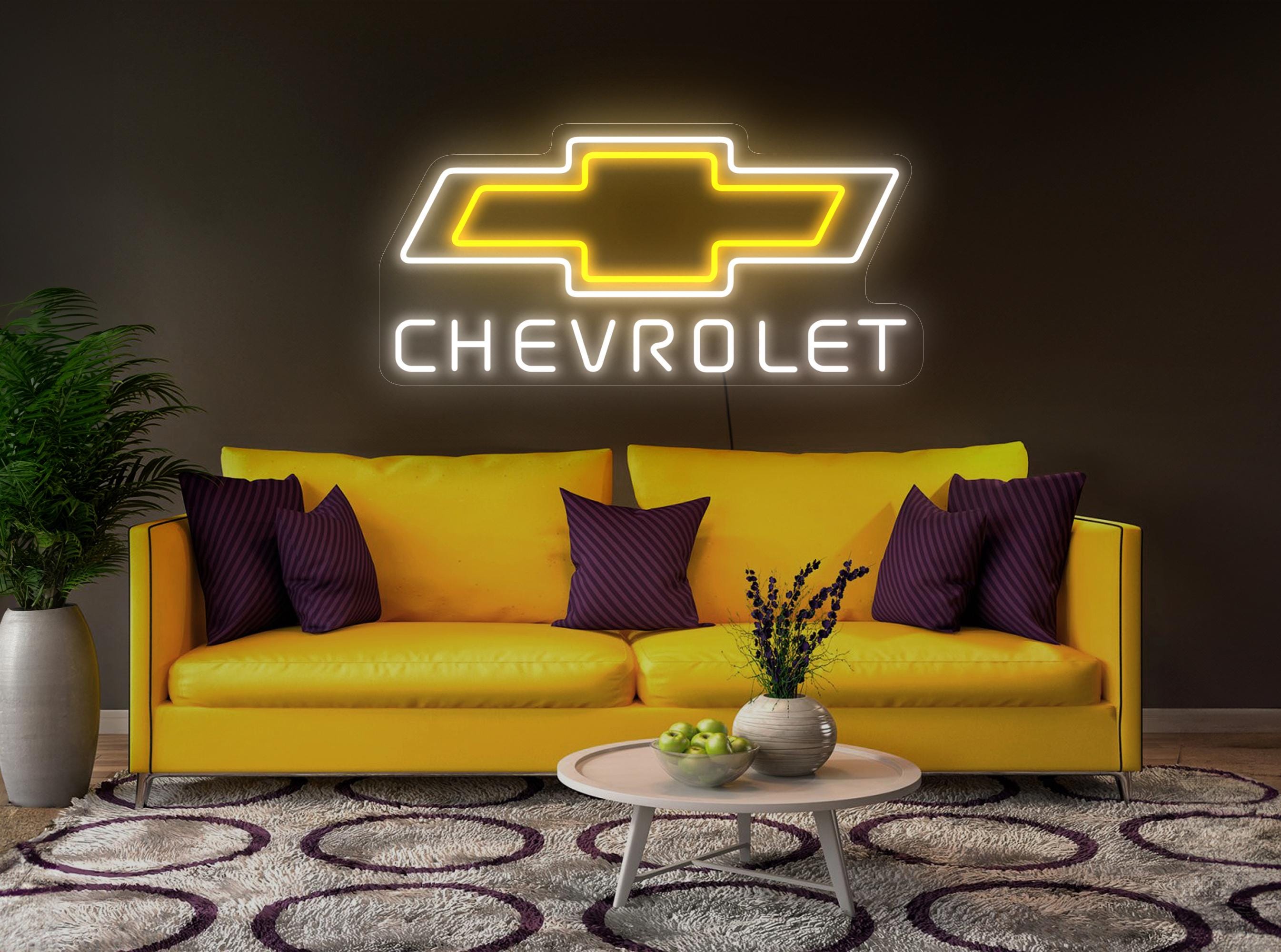 Chevrolet Neon Wall Clock, Chevrolet Led Sign, Chevrolet Logo Light, Garage Chevrolet Sign, Garage Neon Light, Man Cave Neon Sign Art