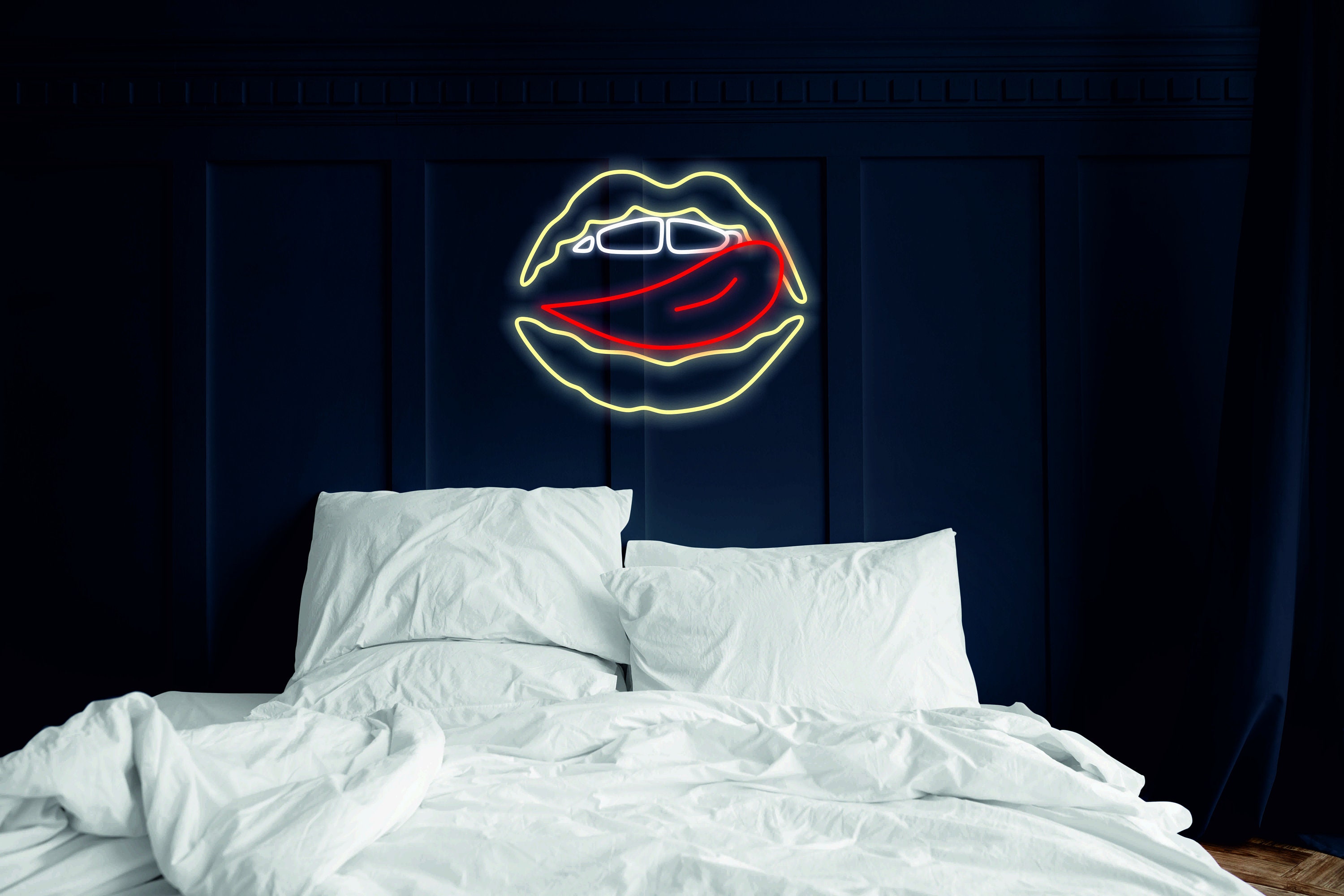 Tongue And Lips Neon Sign, Wall Kiss Neon Sign, Sexy Led Sign