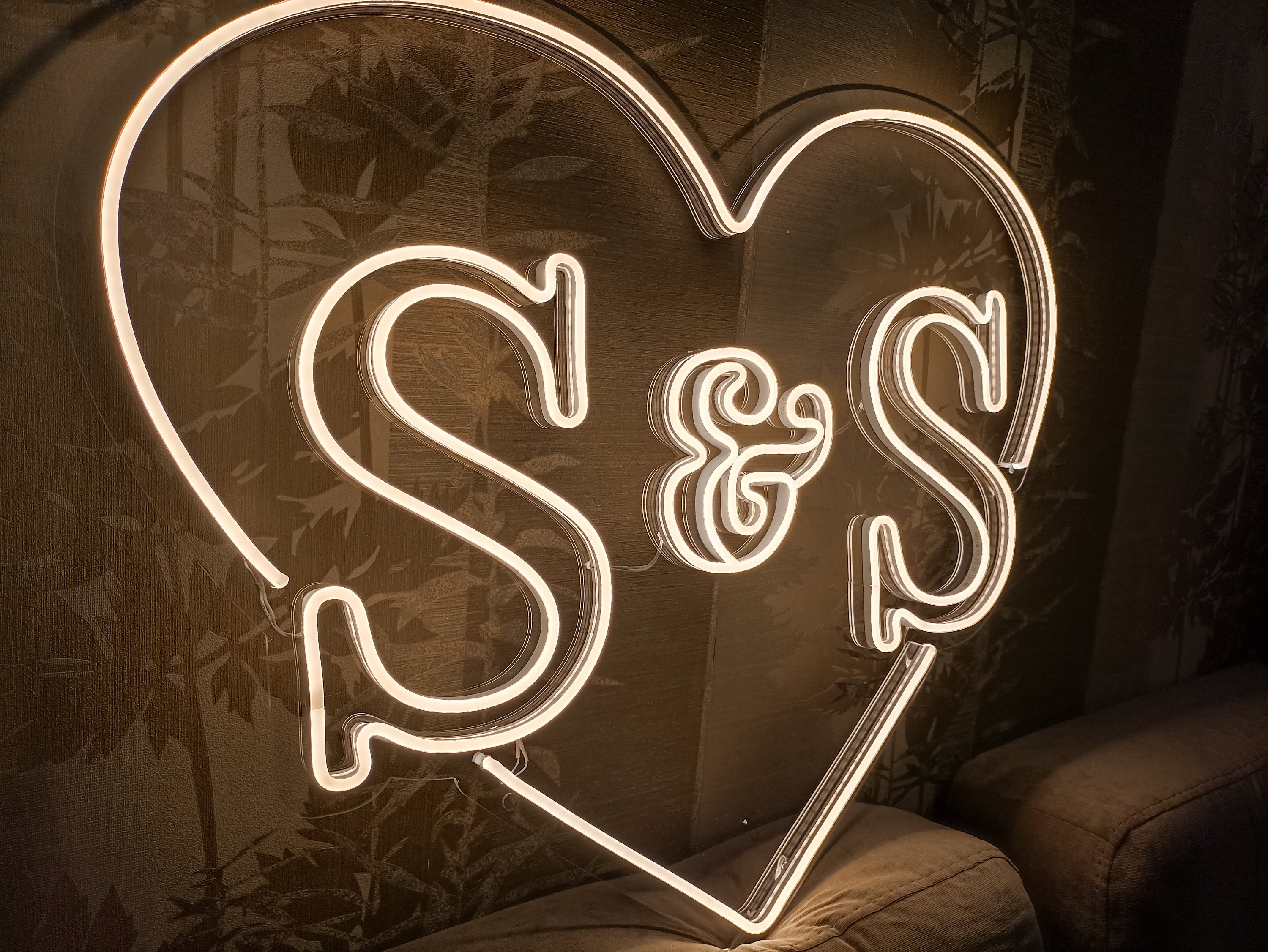 Custom Initials Heart Neon Wedding Sign Handmade, Wedding Neon Sign For Reception, Proposal Engagement Party Decor, Wedding Wall Decor
