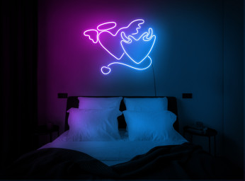 Angel And Devil Neon Sign, Angel And Devil Led Sign, Angel And Demon Neon Sign, Heart Neon Sign, Heart Neon Light, Neon Sign Bedroom