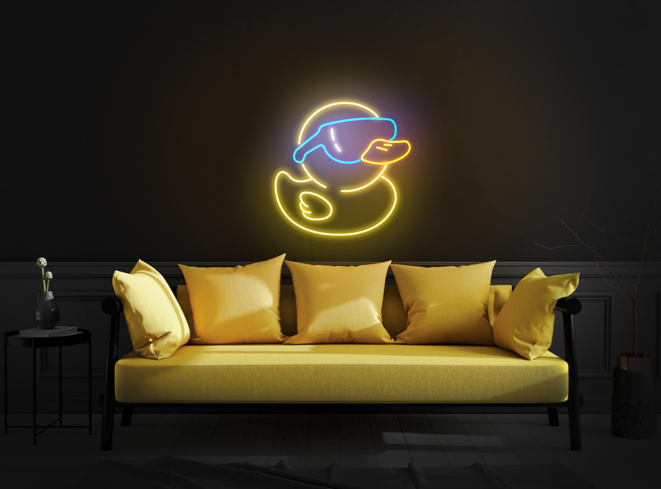 Cool Duck Neon Sign, Rubber Duck Neon Sign, Duck With Glasses Sign, Neon Sign Bedroom, Kids Room Neon, Neon Sign Bathroom, Duck Art Decor