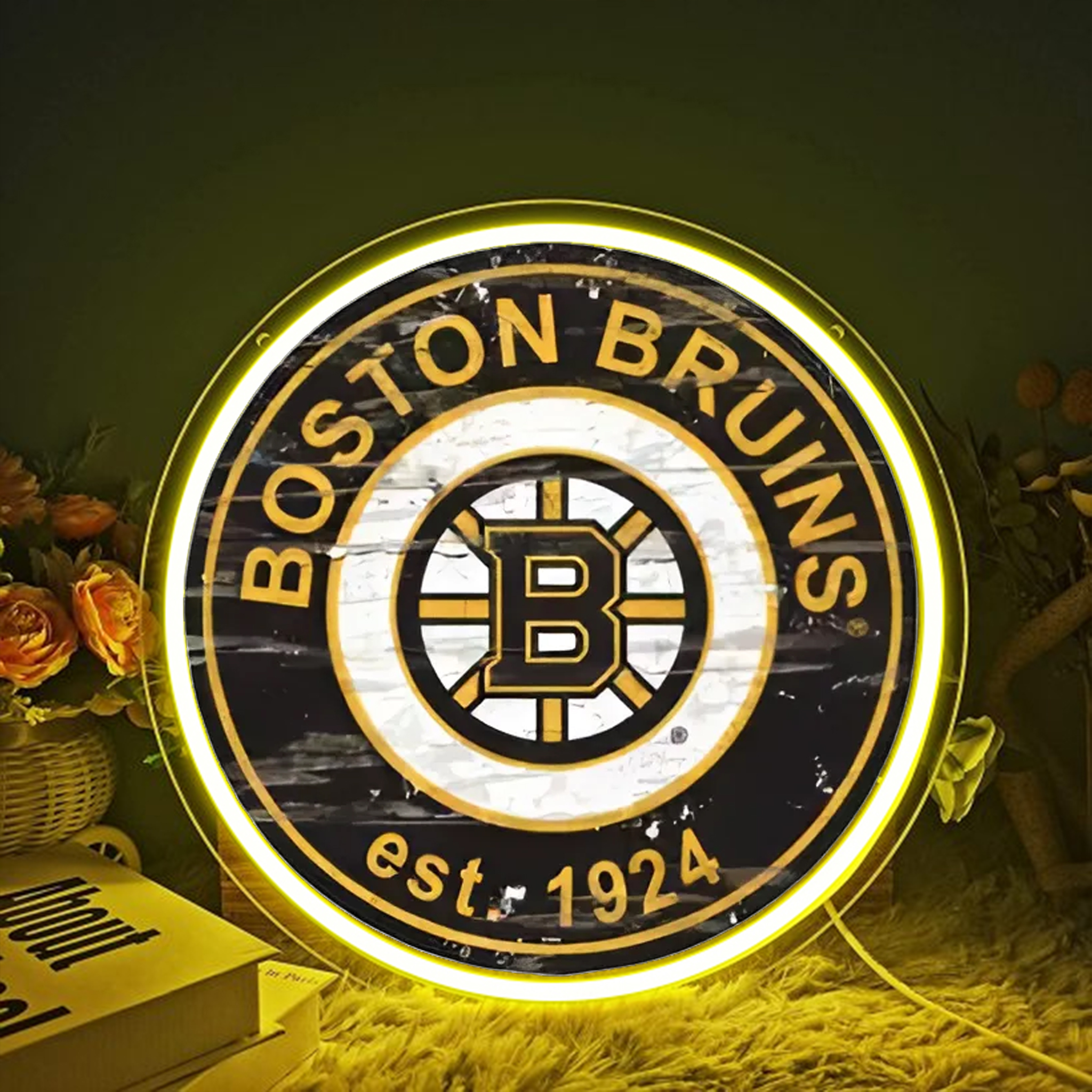 Ice Hockey Boston Bruins UV Sign Wall Decor