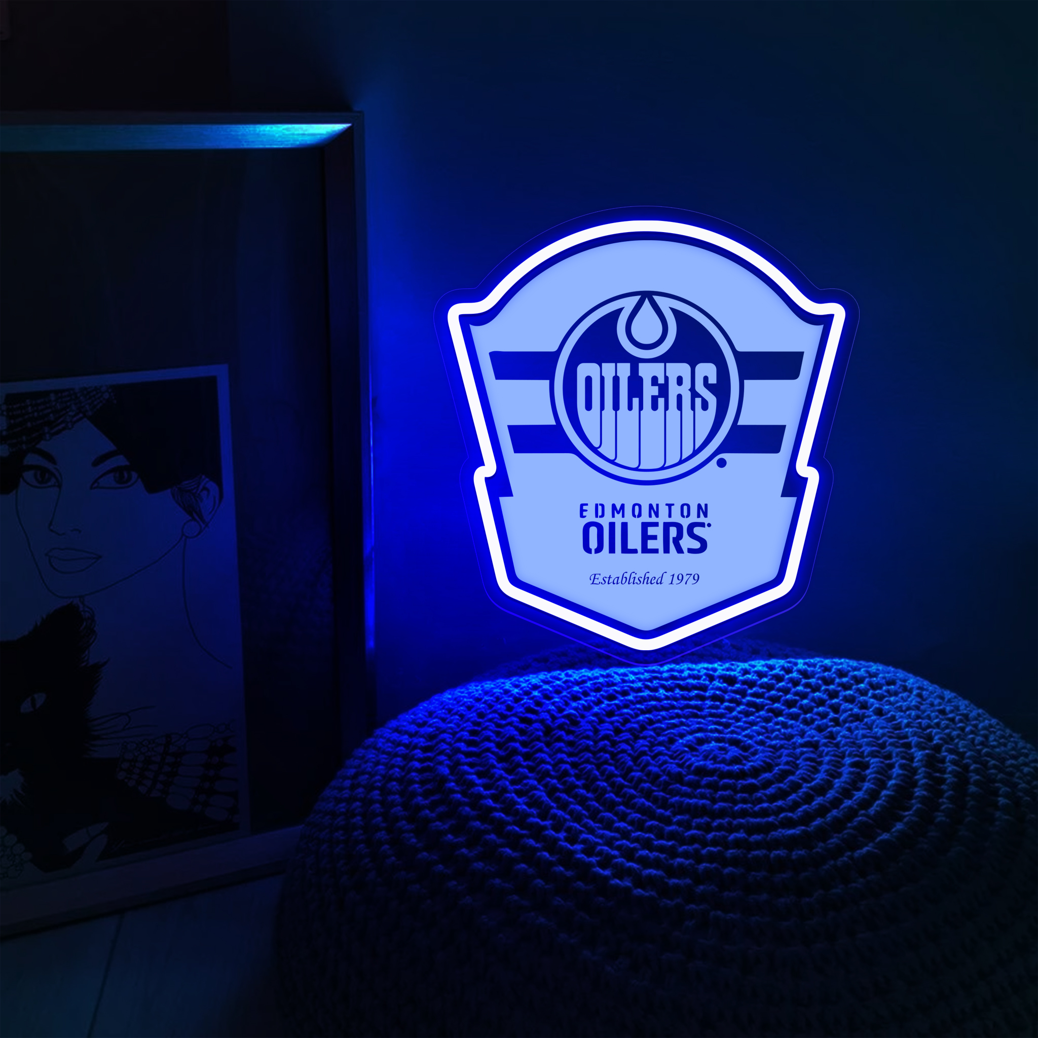 Edmonton Oilers Ice Hockey Laser Signs Wall Decor