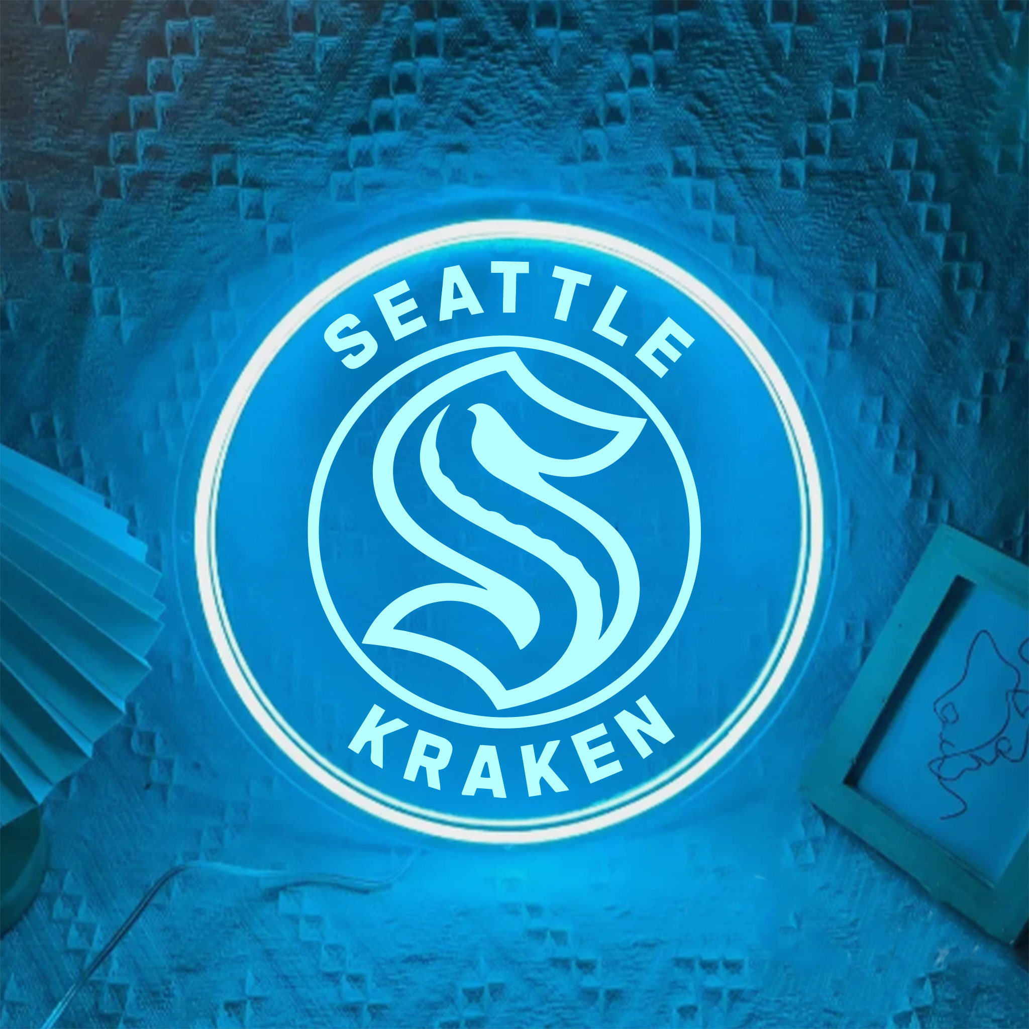 Seattle Kraken Ice Hockey Laser Sign Wall Decor