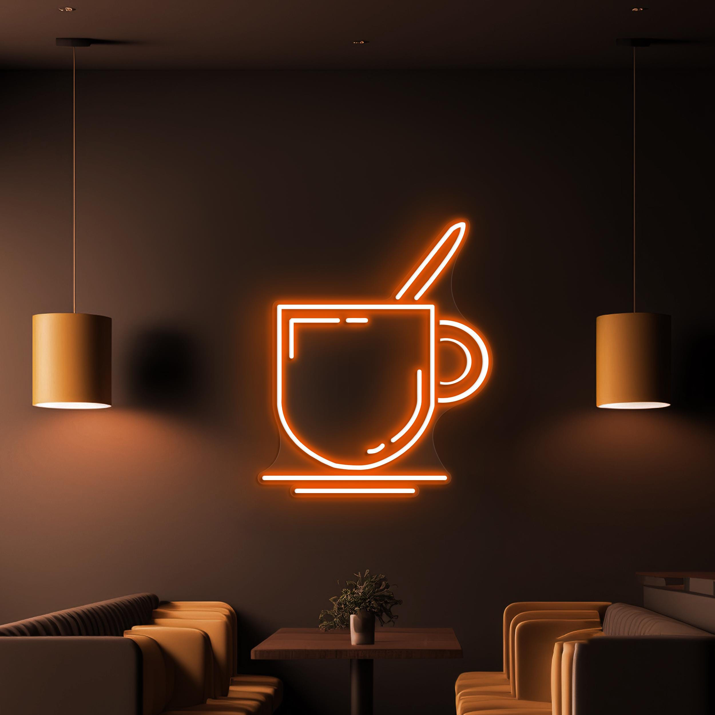 Coffee Mug Neon Sign, Coffee Mug LED Light, Coffee Shop Wall Decor, Kitchen Neon Light, Cafe, Bar, & Restaurants Wall Art, Home Neon Decor