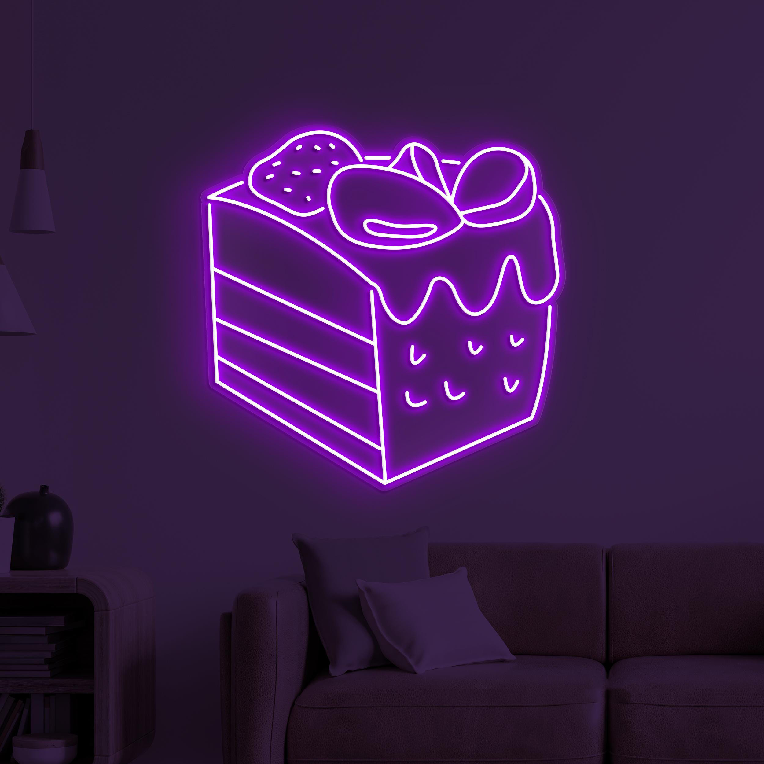 Cake Slice Neon Sign, Cake Slice LED Light, Dessert Wall Decor, Birthday Cake Art, Sweet Treat Sign, Cake Shop Neon Light, Bar & Cafe Decor