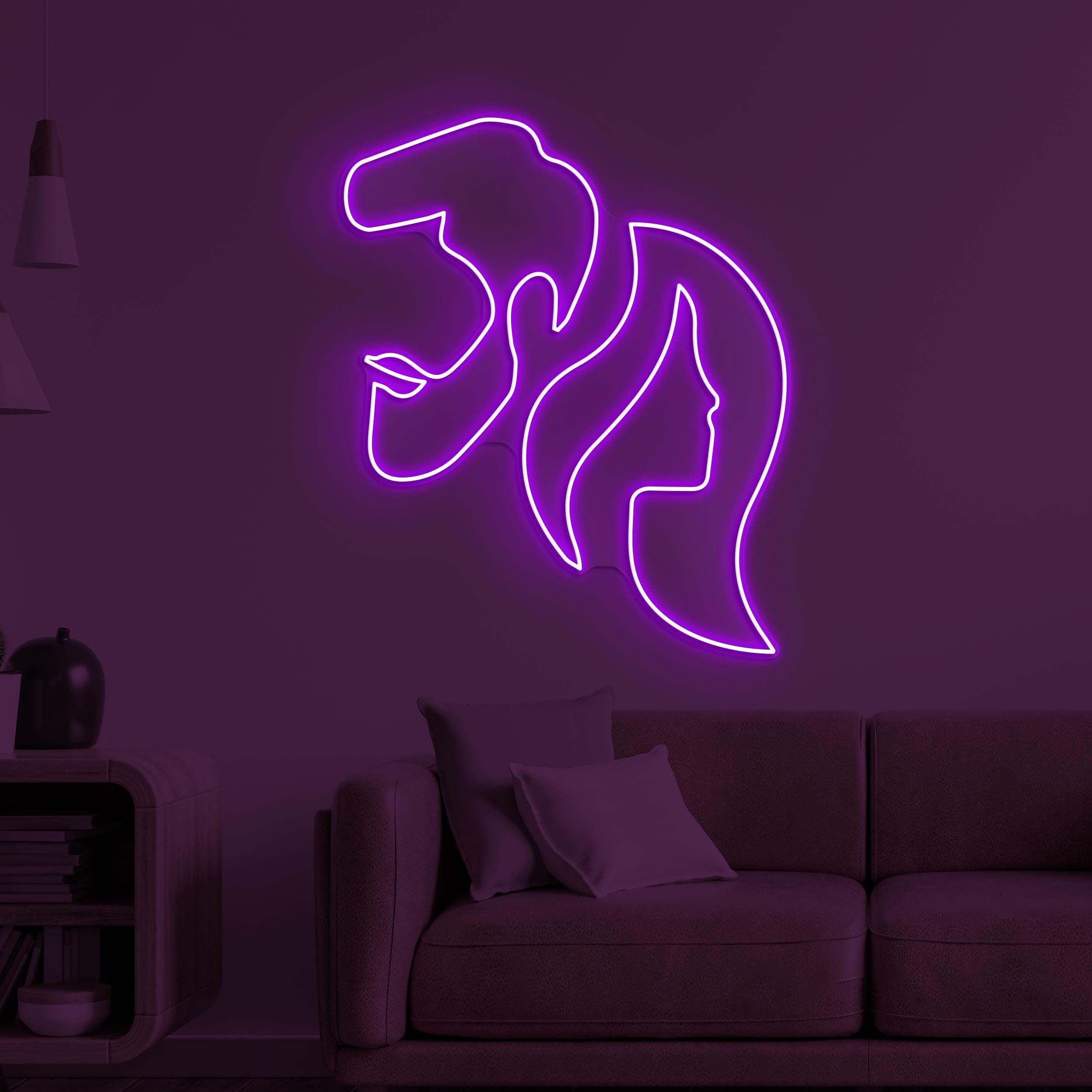 Couple Face Neon Sign, Couple Face LED Light, Love Outline Wall Decor, Silhouette Kiss Wall Art, Couple Room Neon Light, Home Wall Decor