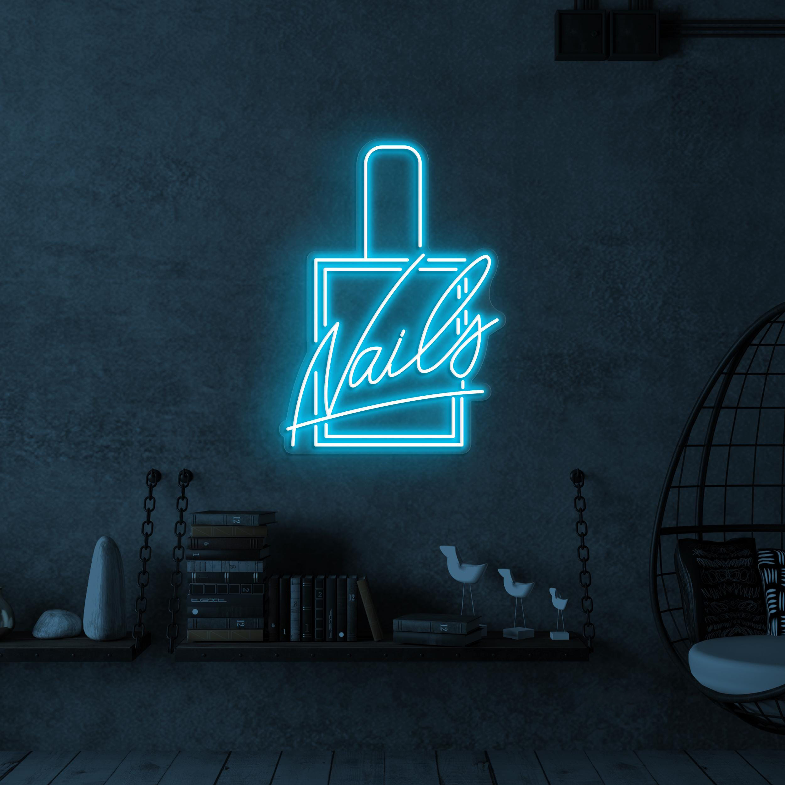 Nails Neon Sign, Nails LED Light, Nail Polish Wall Decor, Nail Logo Wall Art, Beauty Salon Decor, Nail Artist Home Decor, Nail Salon Sign
