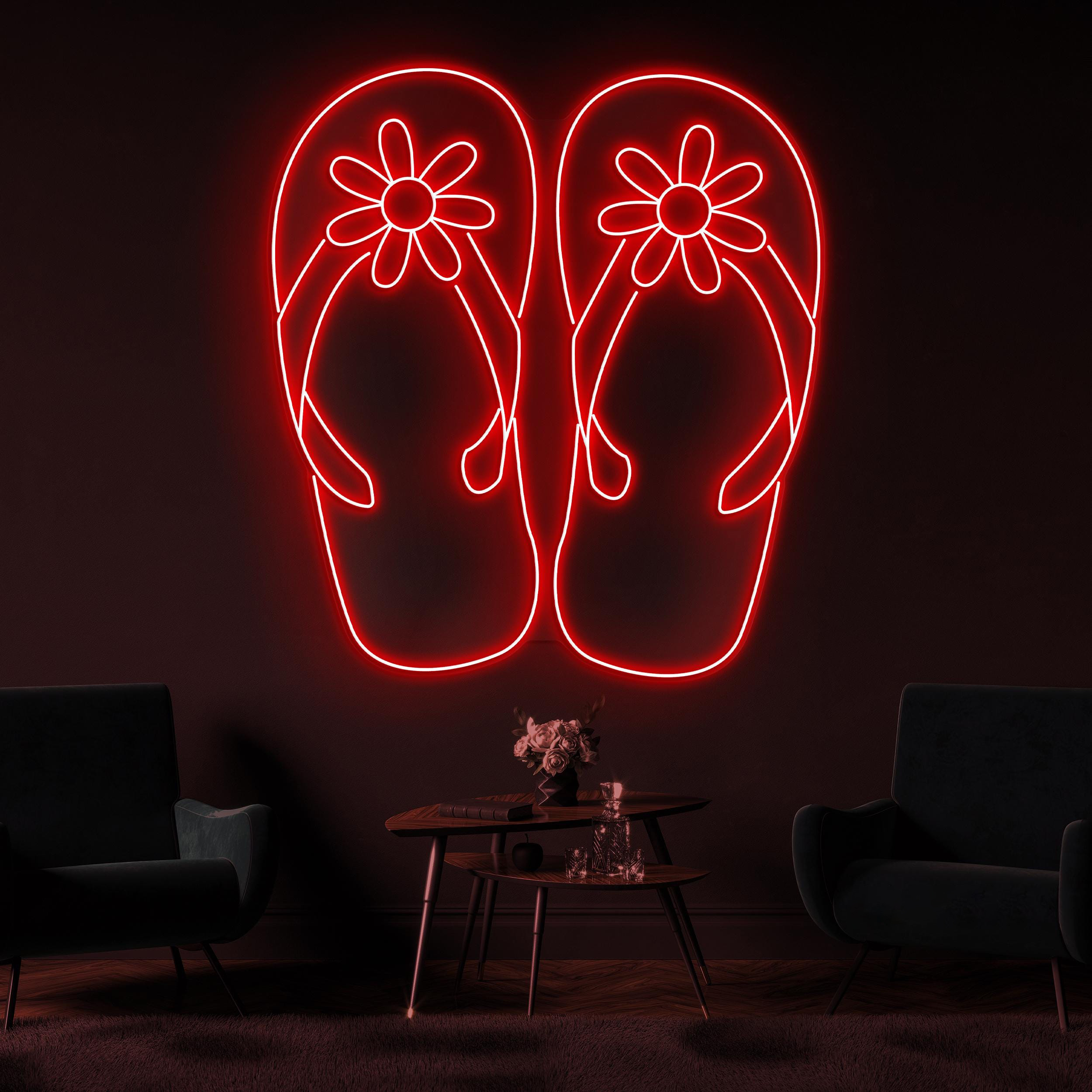 Flip Flop Neon Sign, Flip Flop LED Light, Summer Shoes Wall Decor, Shoes Shop Wall Art, Sandal Neon Light, Beach Shoes Decor, Home Wall Art