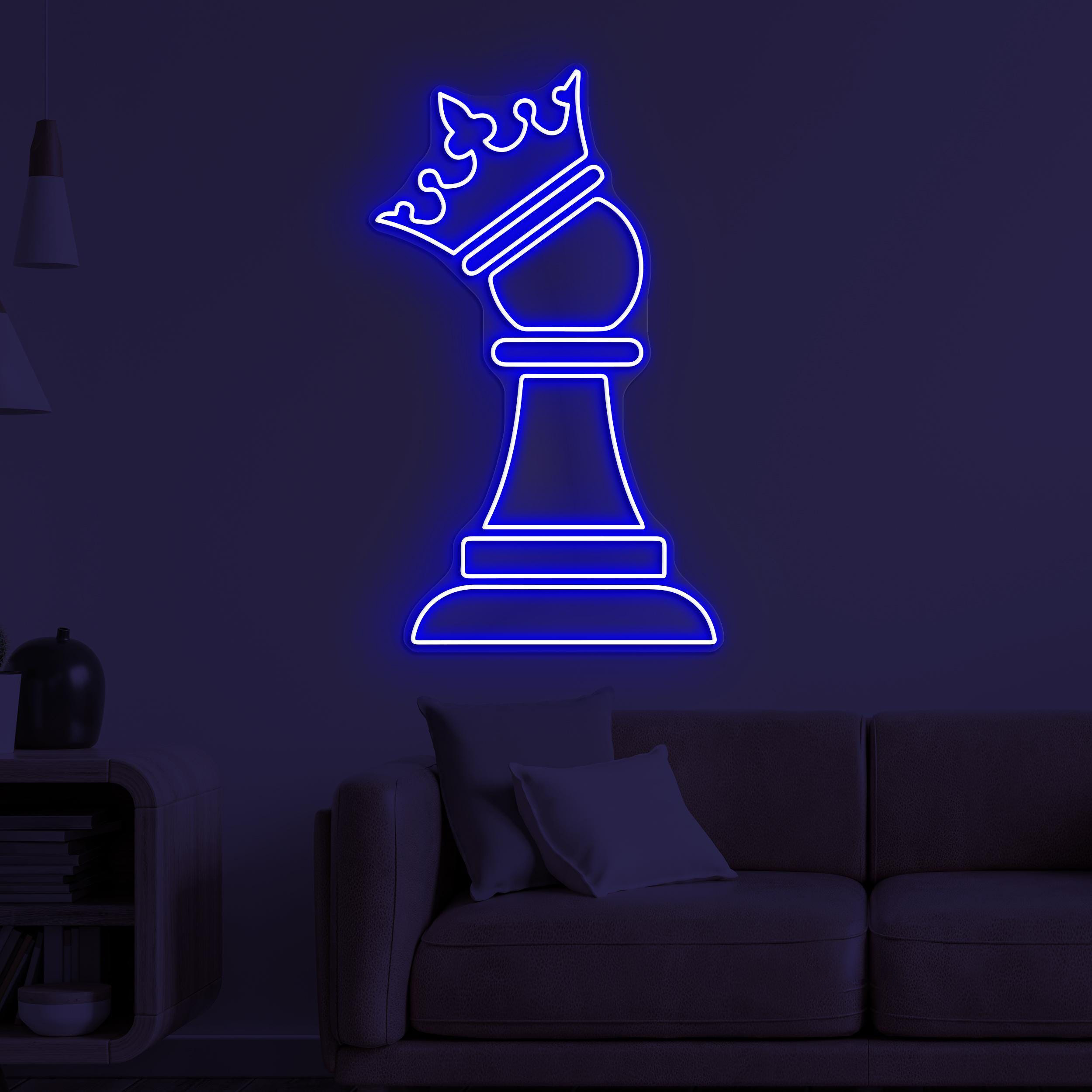 Chess King Neon Sign, Chess King LED Light, Checkmate LED Neon Art, Chessboard Neon Light, Game Room Wall Art, Office Wall Art, Custom Sign